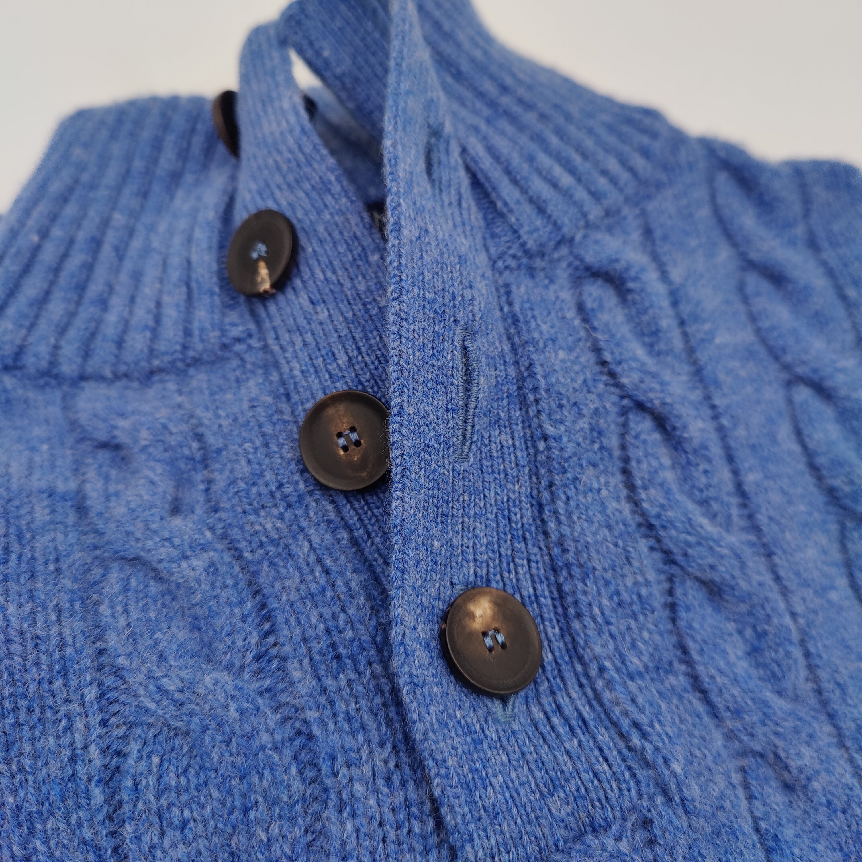 Troyer Button Lambswool Sweater Blue