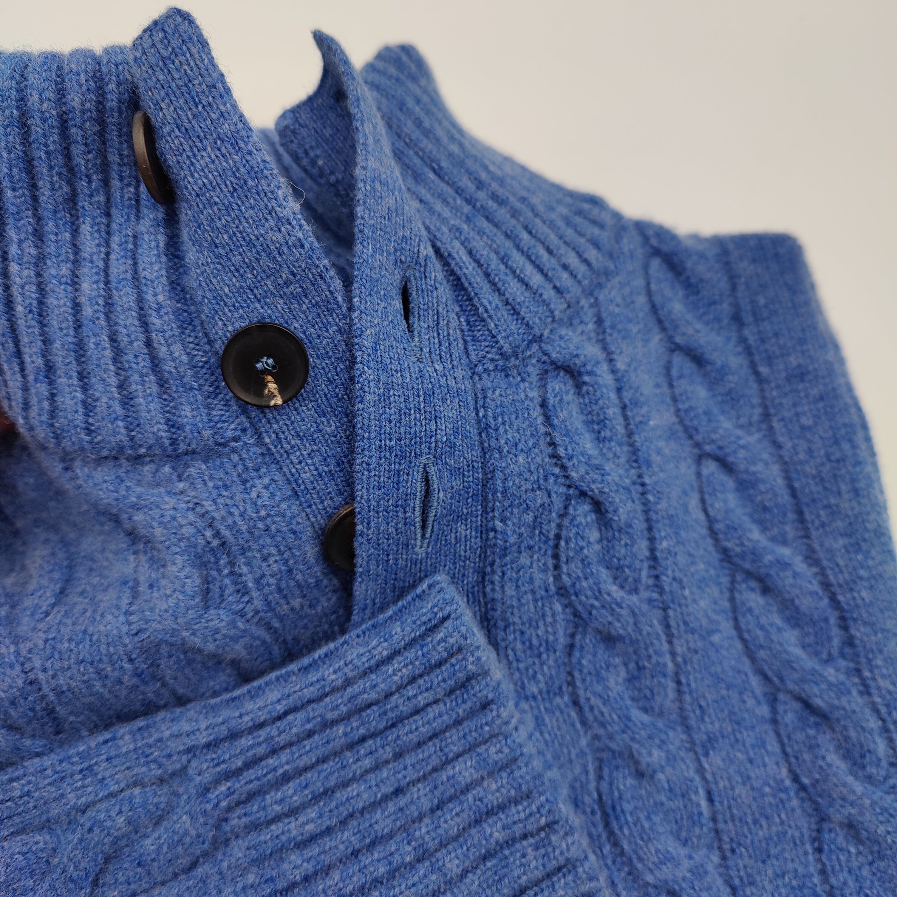 Troyer Button Lambswool Sweater Blue