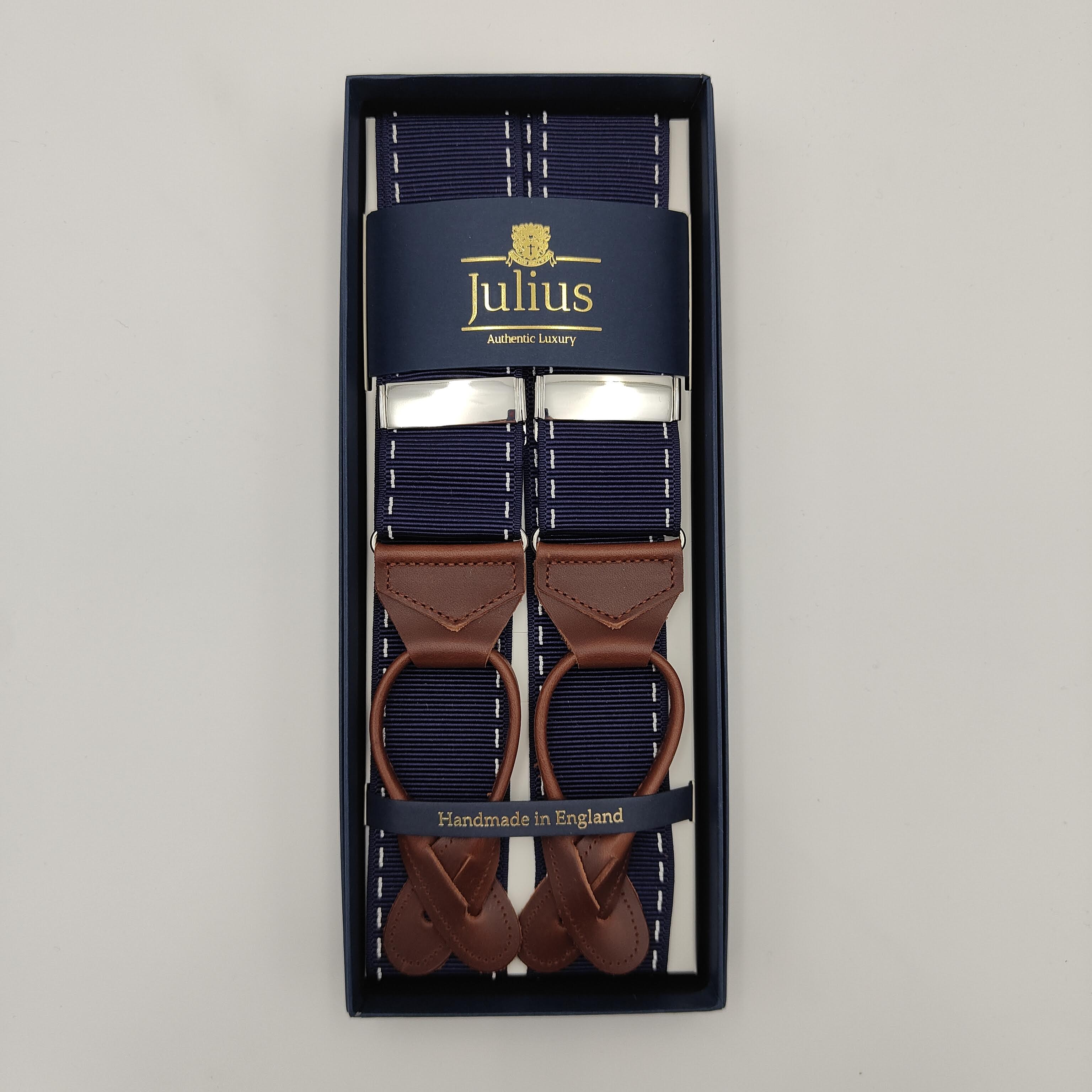 Braces Blue White Stitch Navy