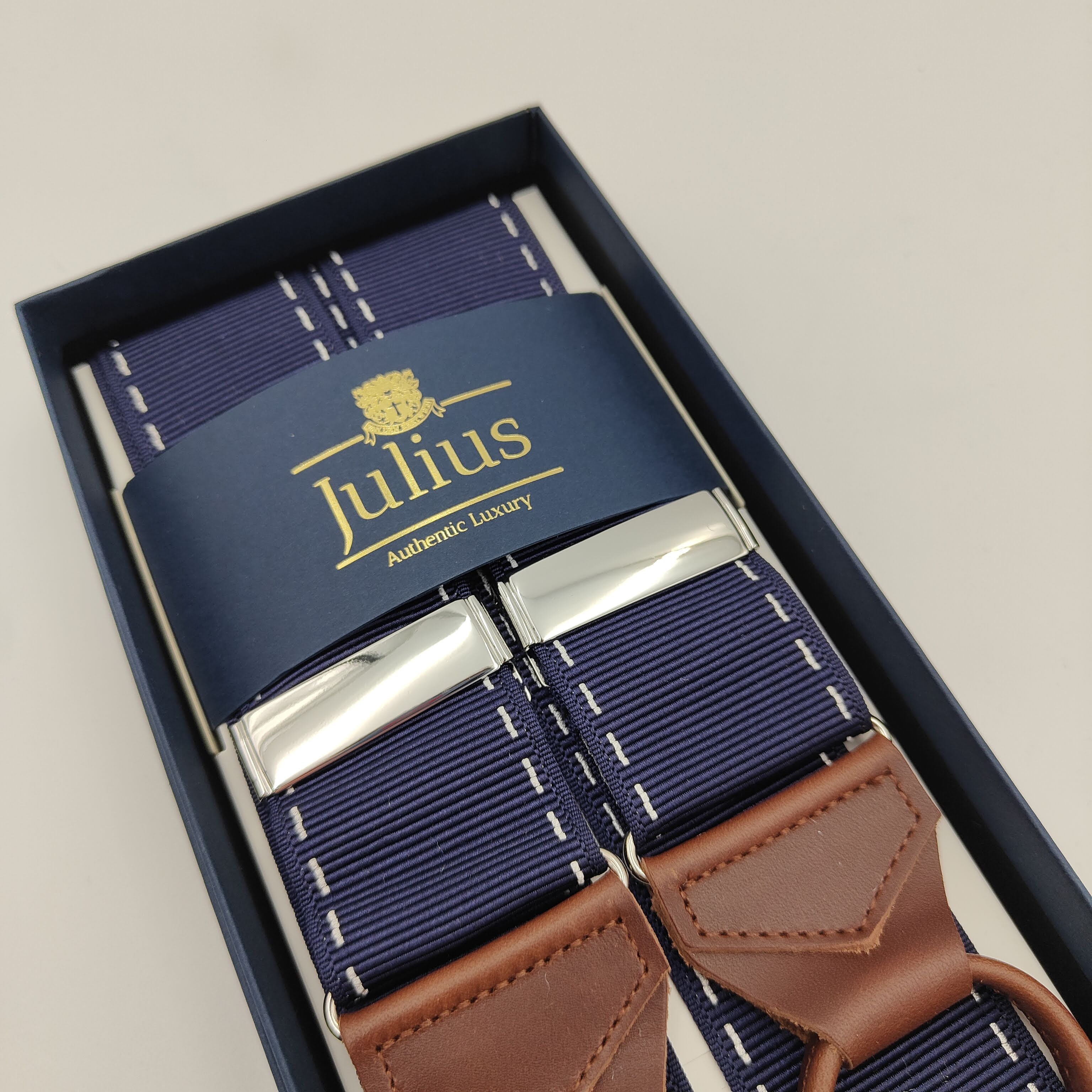Braces Blue White Stitch Navy