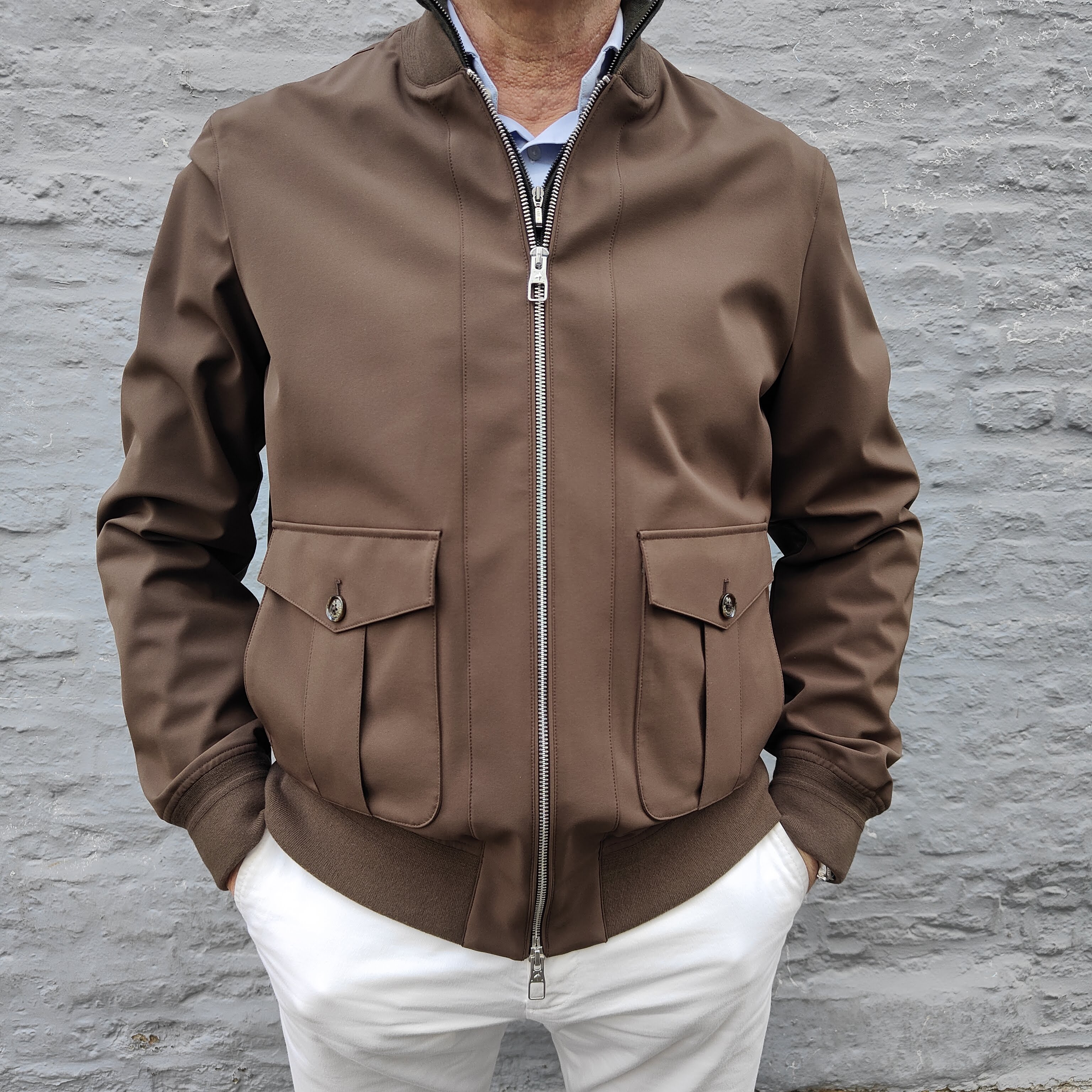 Casual Aerotwill Bomber Jacket Dark Brown