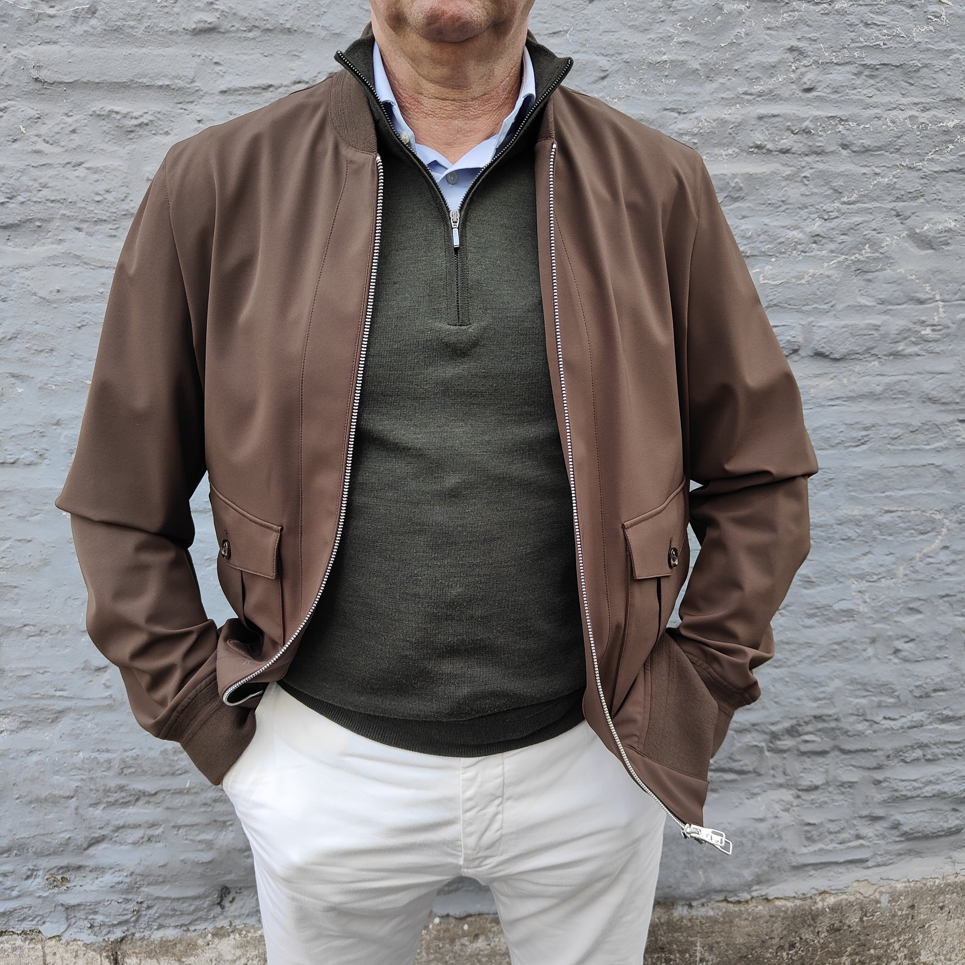 Casual Aerotwill Bomber Jacket Dark Brown