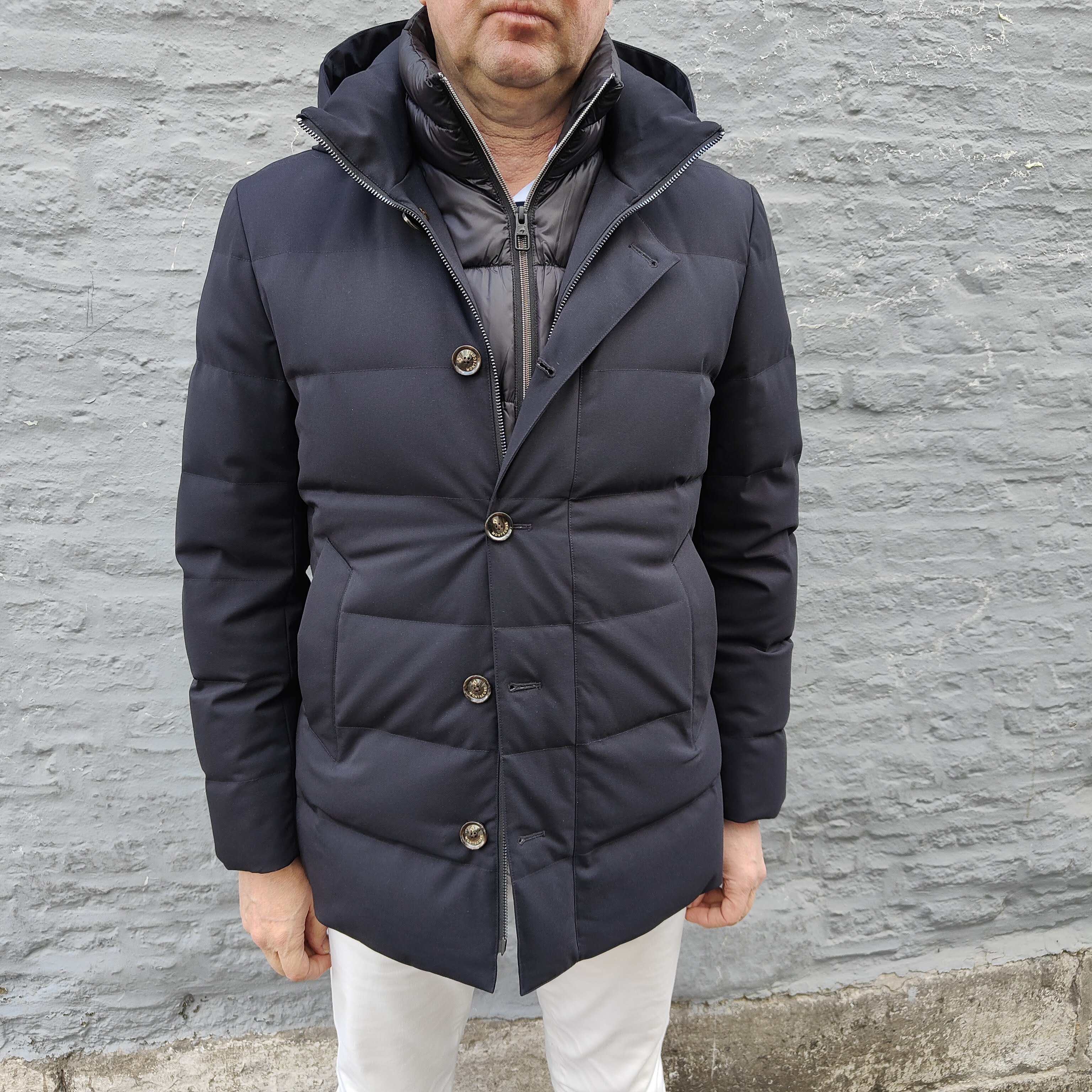 Merinowool Short Down Coat Dark Blue