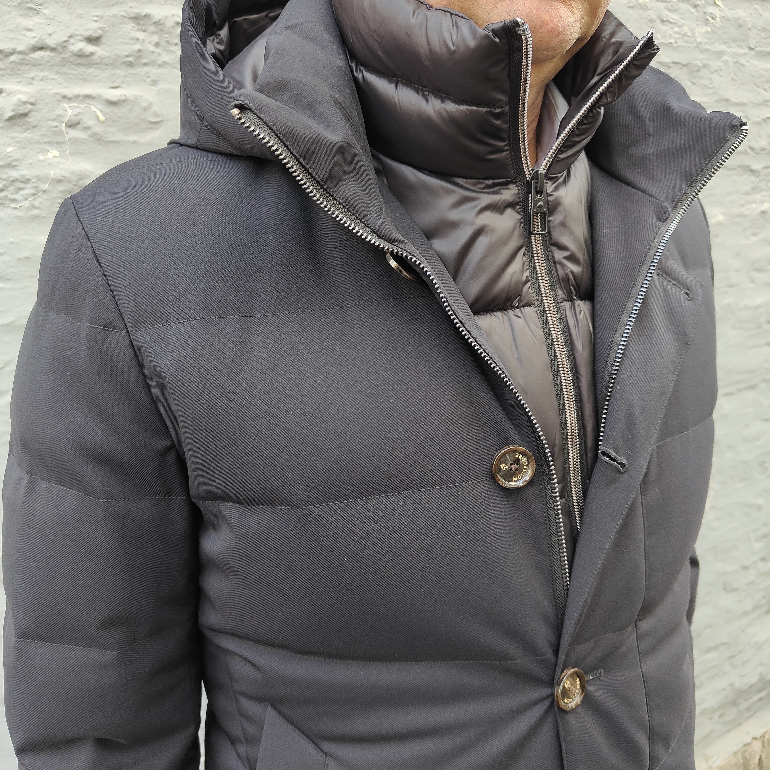 Merinowool Short Down Coat Dark Blue