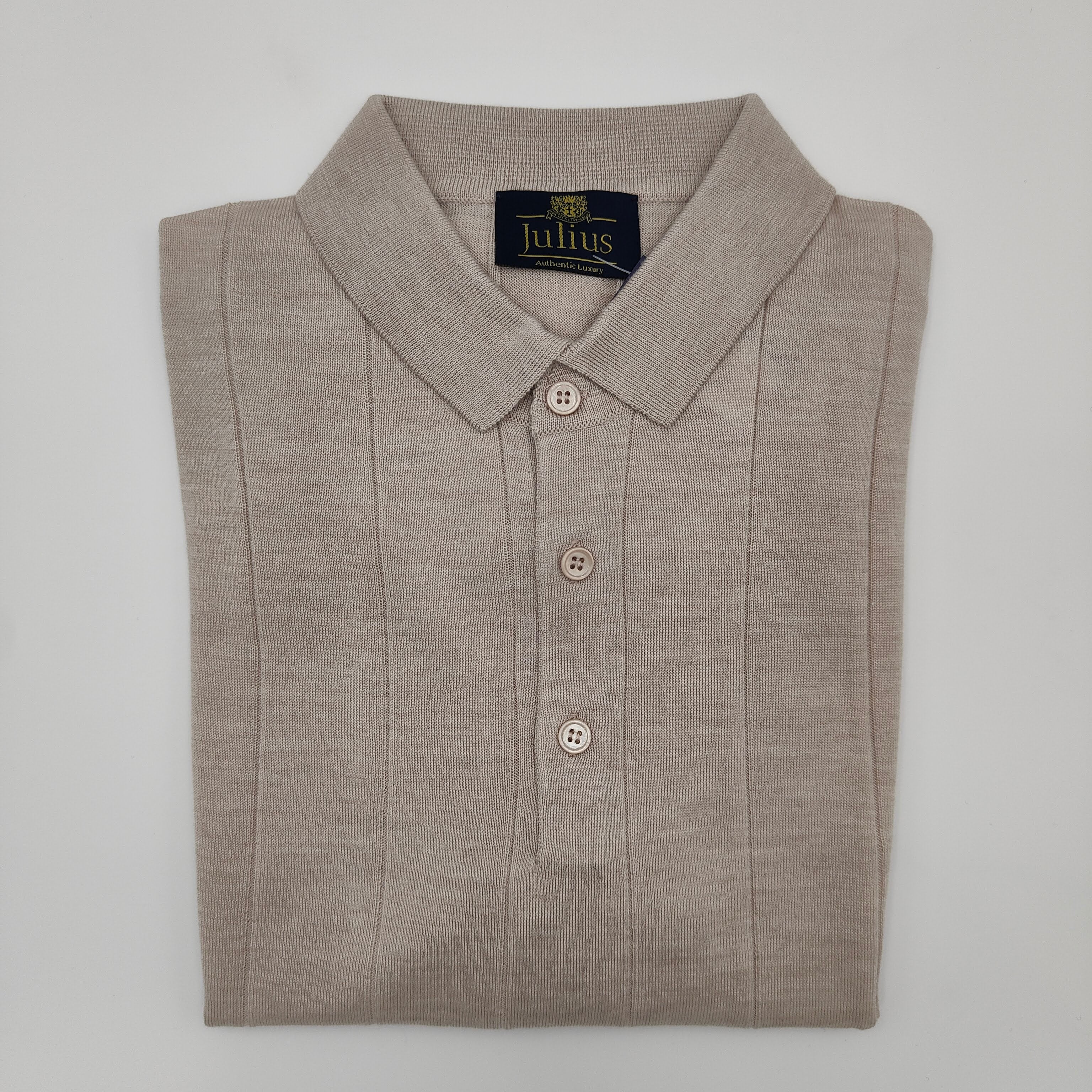 Shortsleeve Polo Beau Merino/Cashm/Silk Stone