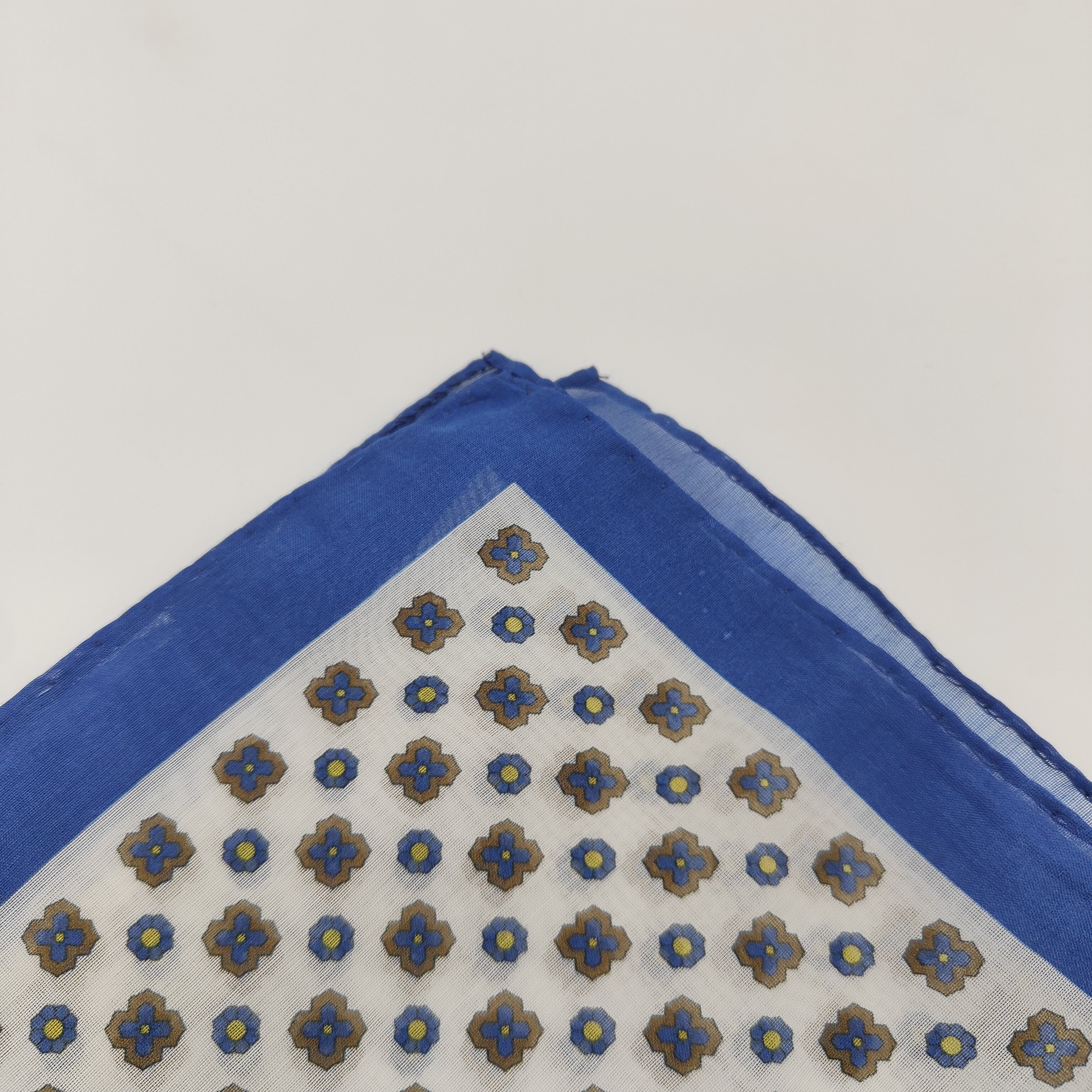 Pocket Square Como Cotton/Silk White/Blu