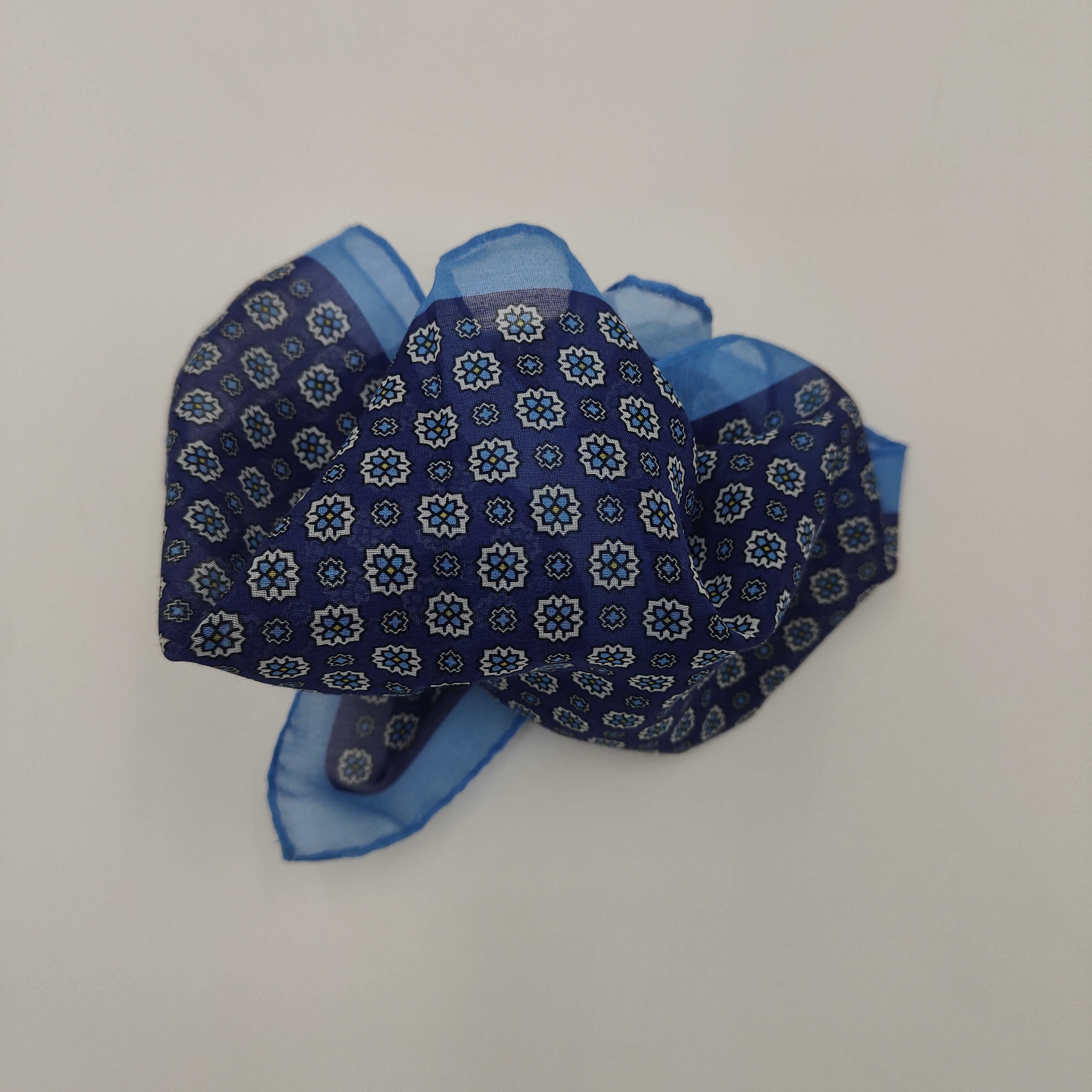 Pocket Square Como Cotton/Silk Blu