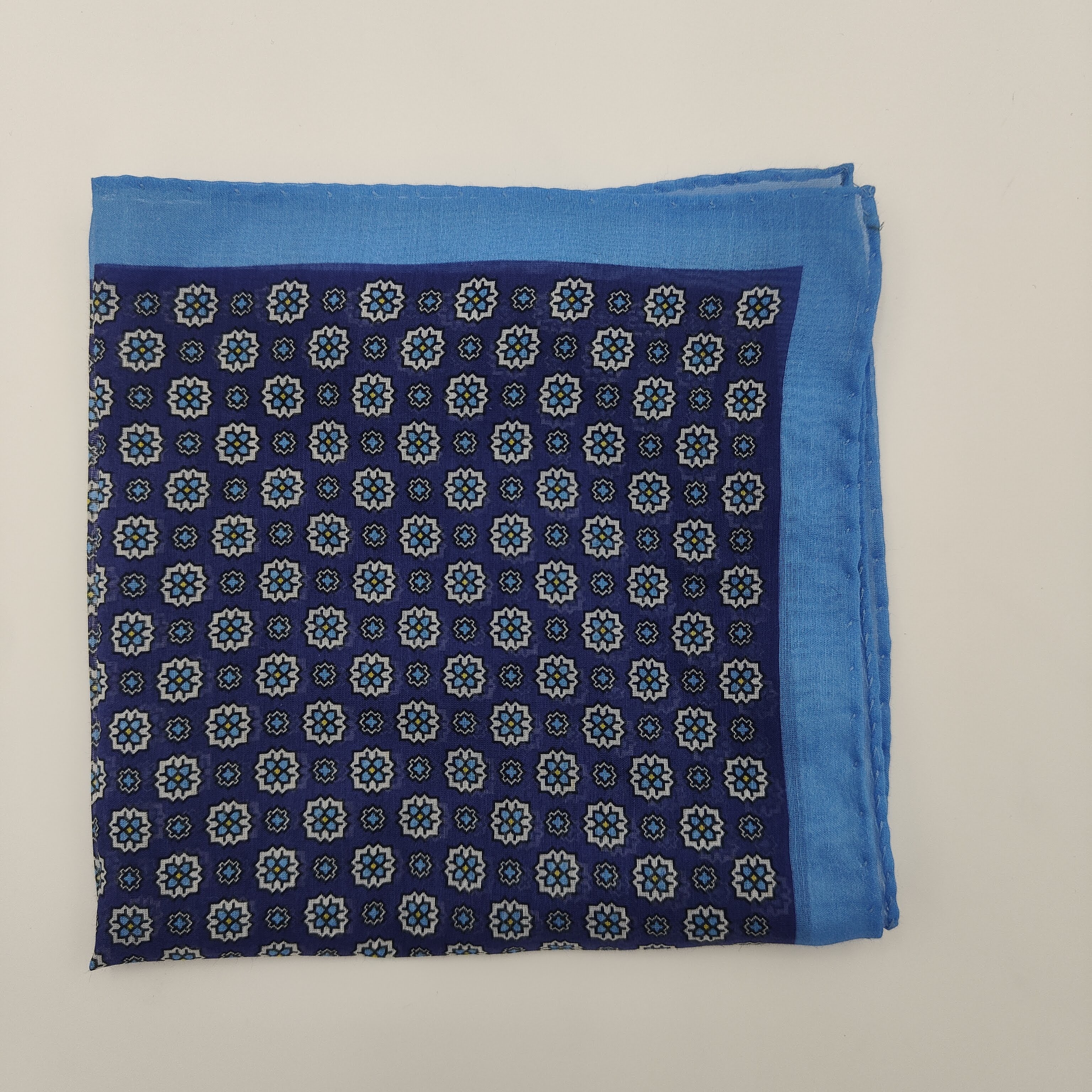 Pocket Square Como Cotton/Silk Blu