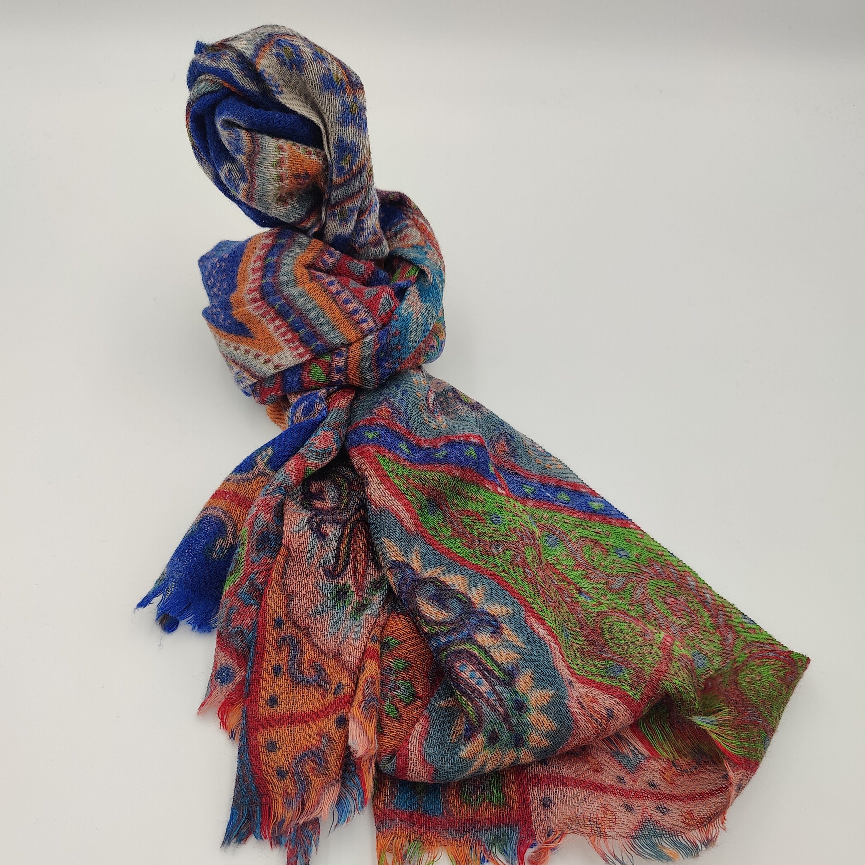Scarf wool/cashmere Colourful Oranje