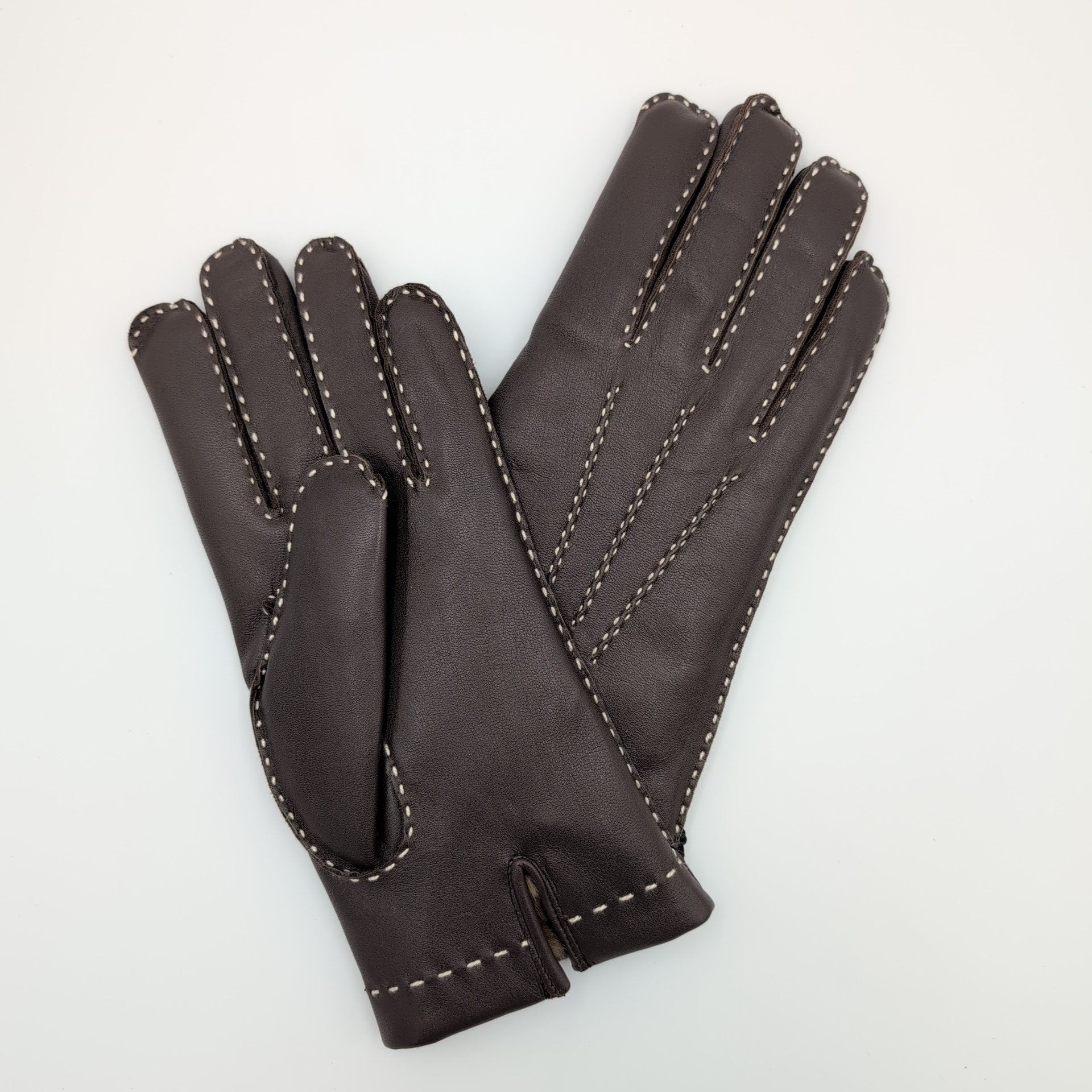 Gloves Deerskin Orylag Fur Lining Dark Brown