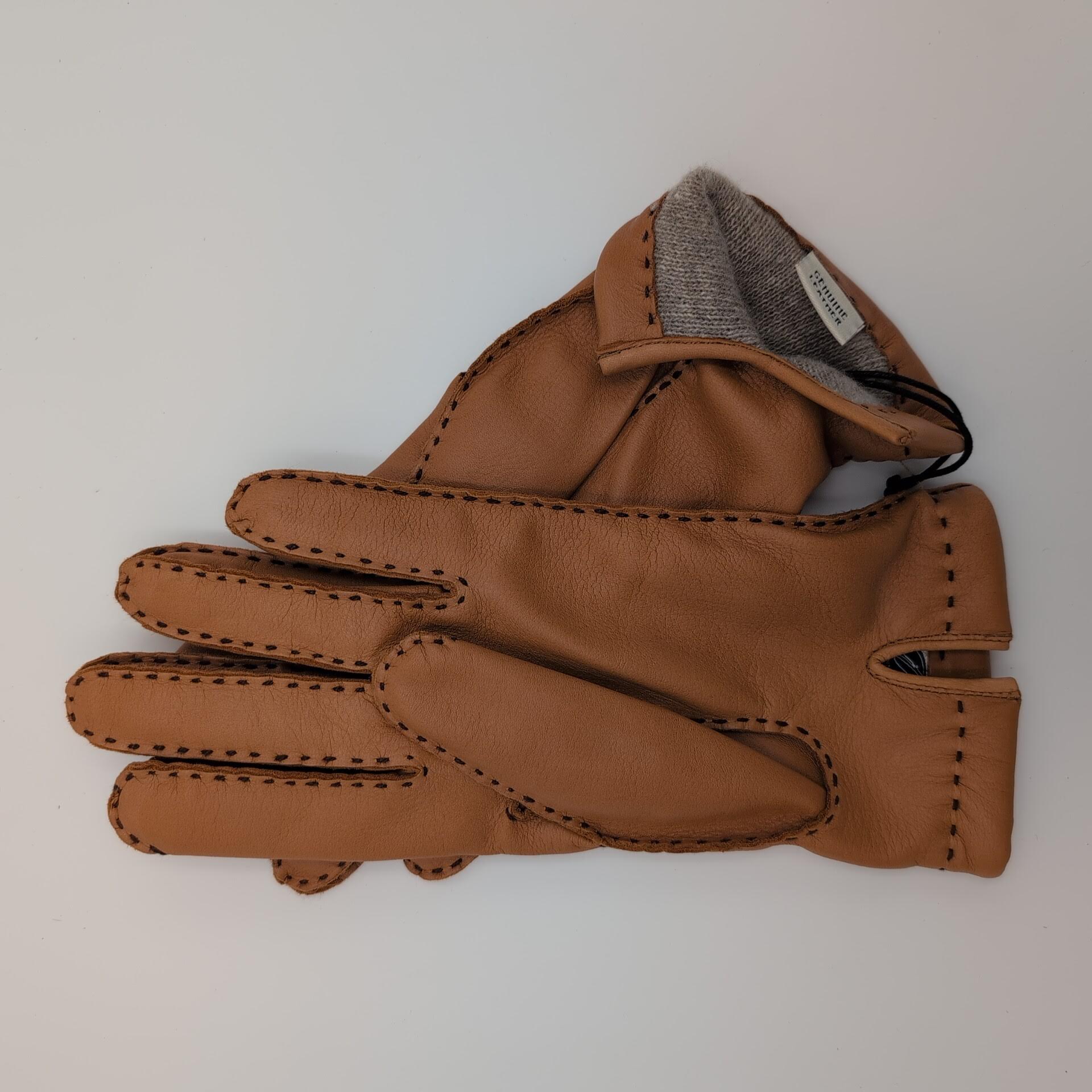 Gloves Deerskin Cashmere Lining Cognac