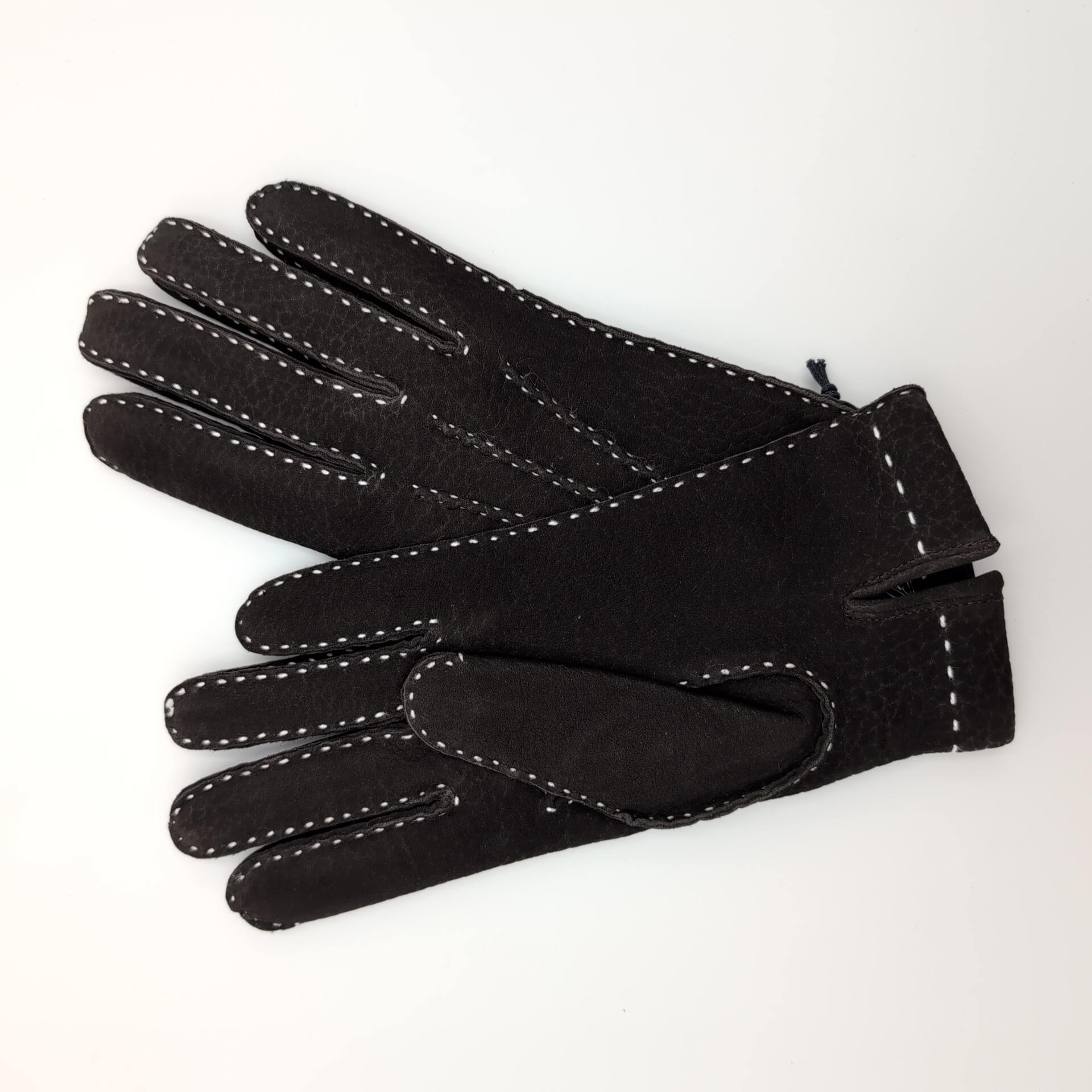 Gloves Calfskin Nubuck Cashmere Lining Dark Brown