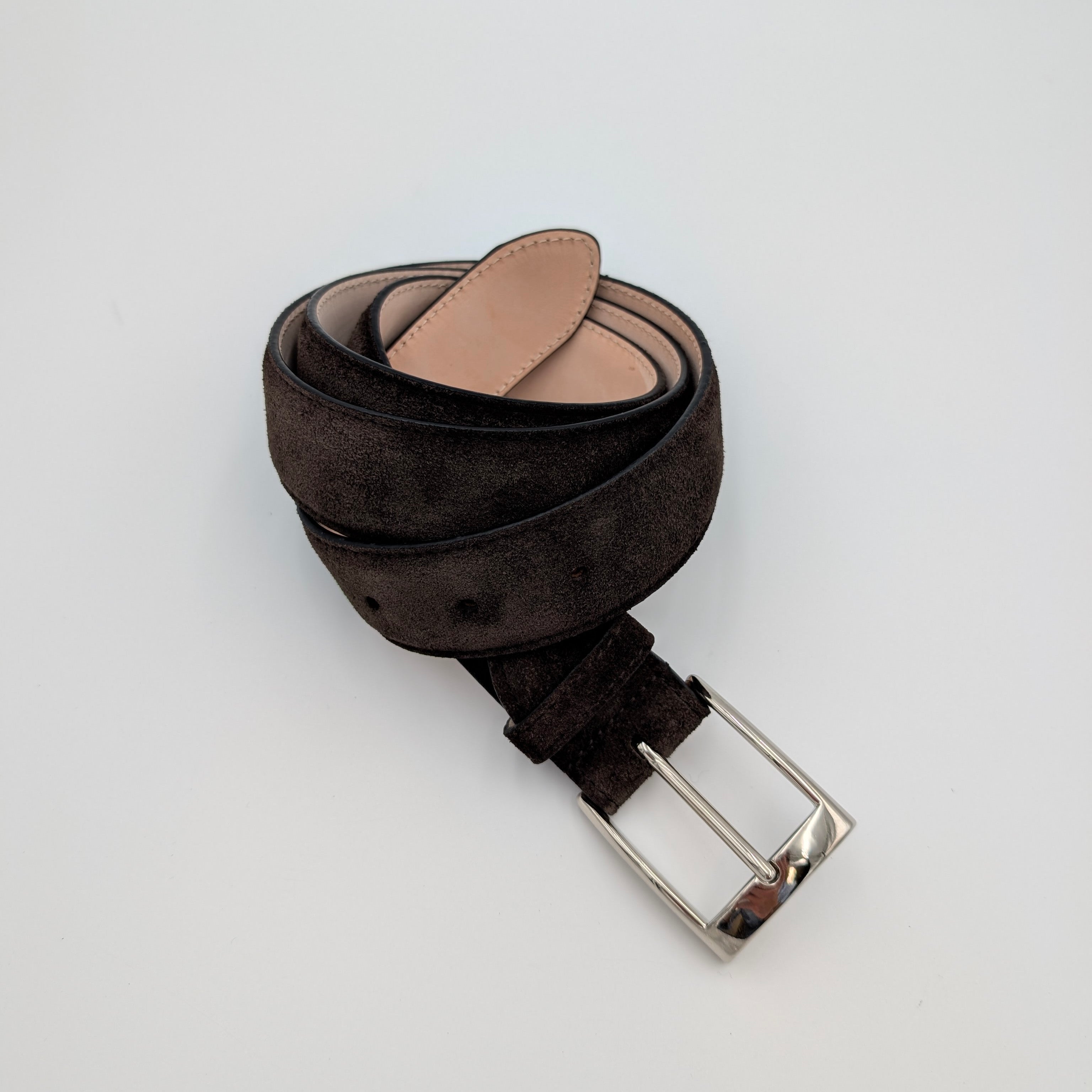 Belt Calf Suede Dark Brown