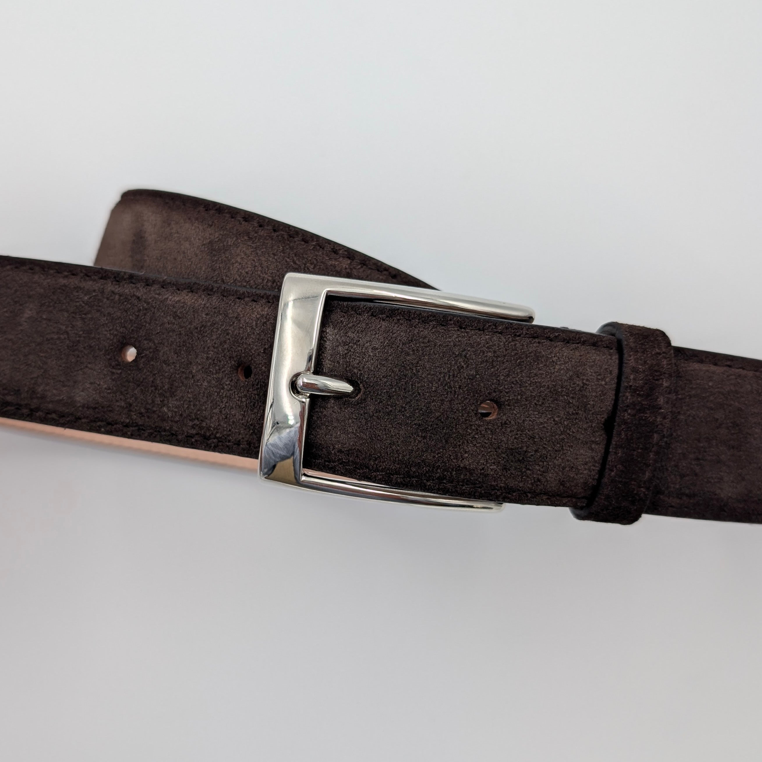 Belt Calf Suede Dark Brown