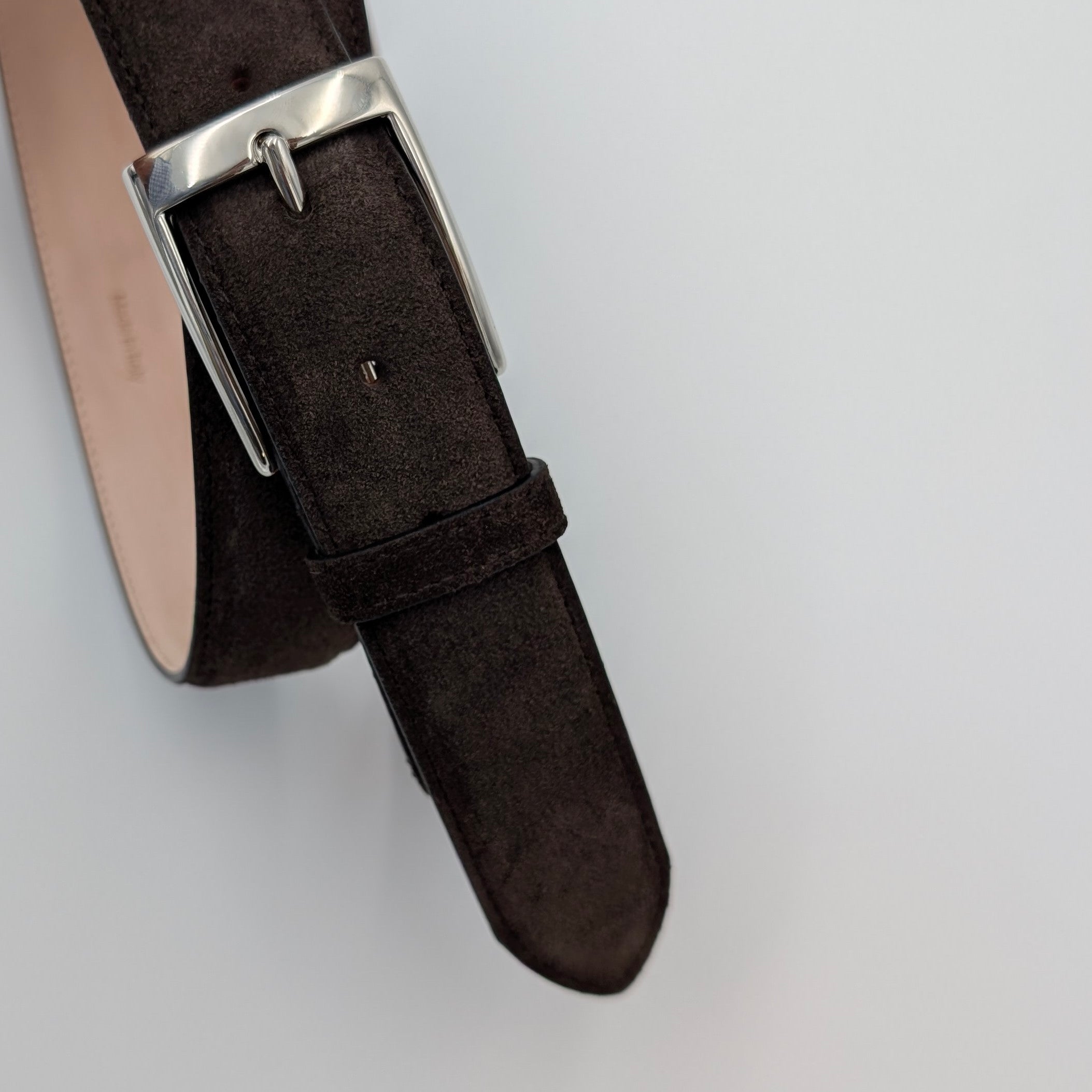 Belt Calf Suede Dark Brown