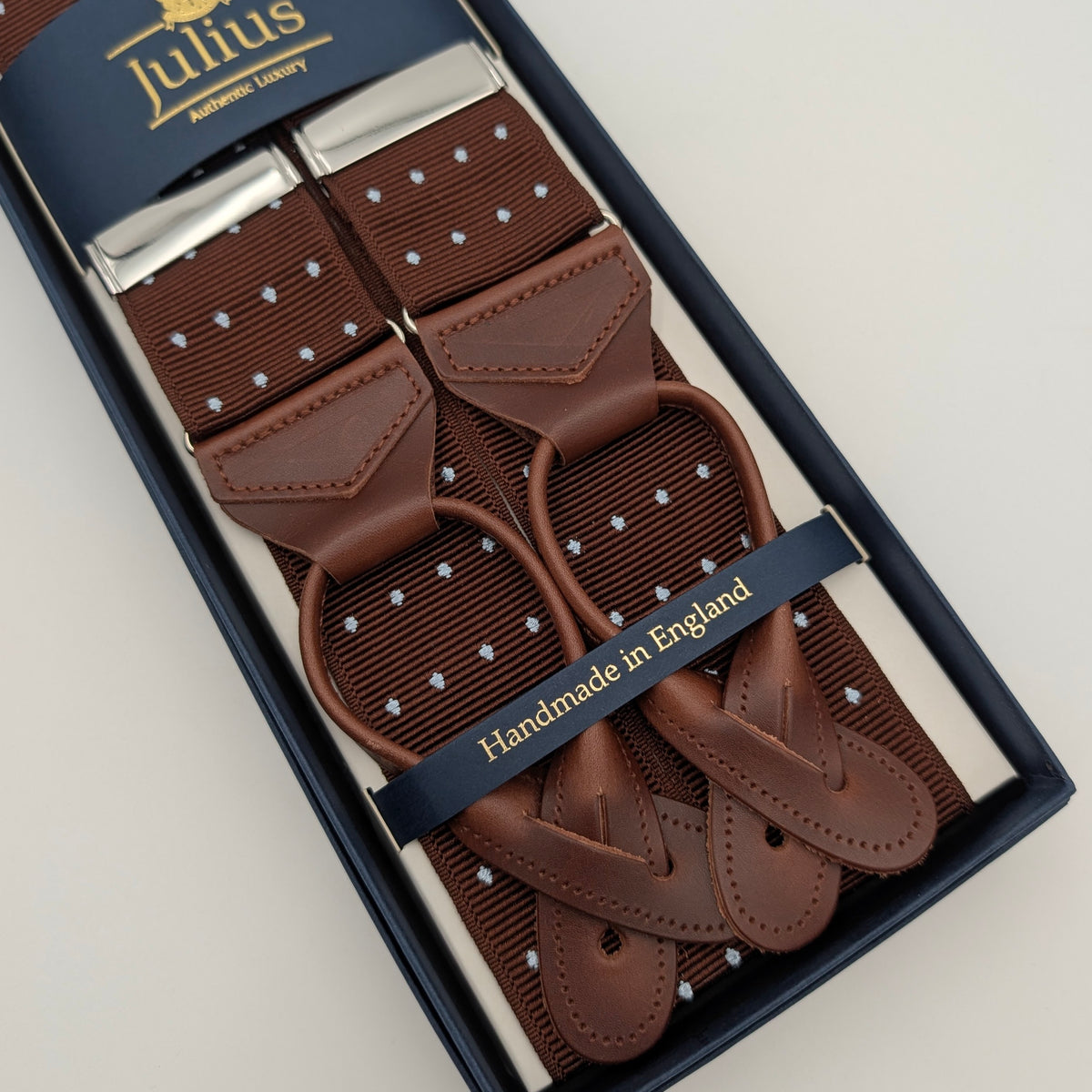 Braces Polka Brown/Baby Blue