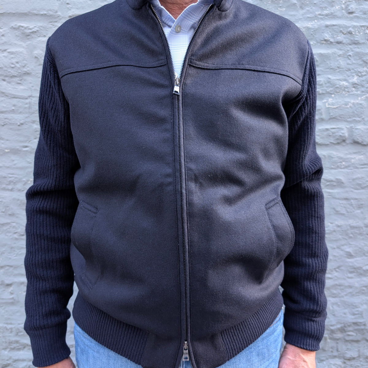 Baseball Jacket Wool/Knit Navy