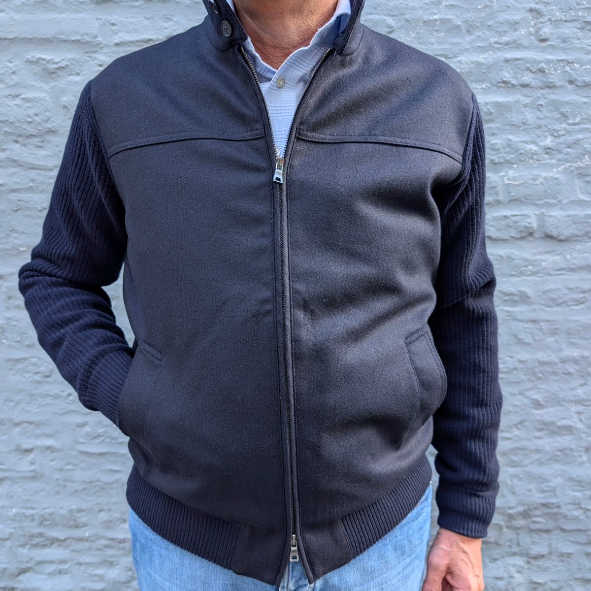 Baseball Jacket Wool/Knit Navy