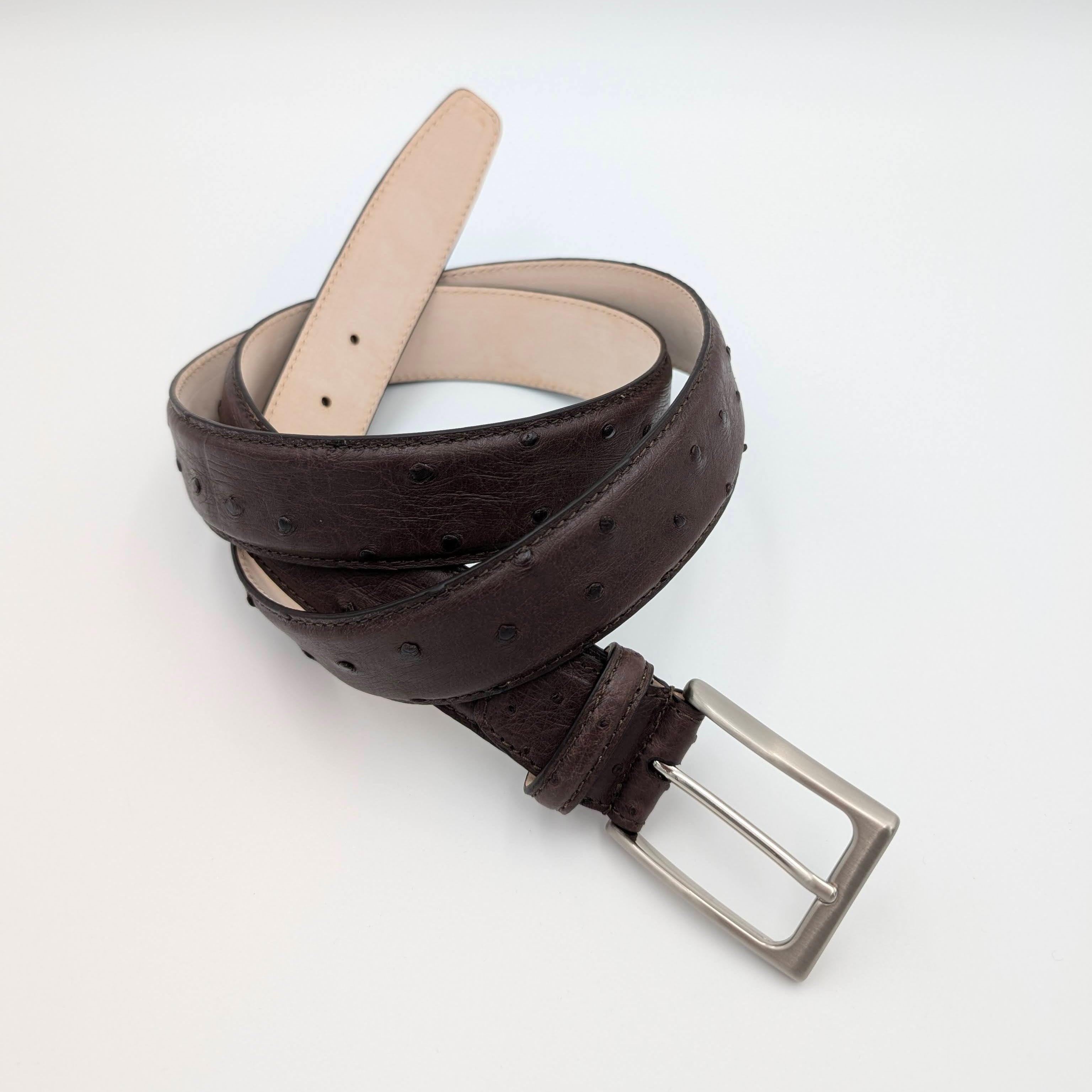 Belt Real Struzzo Dark Brown