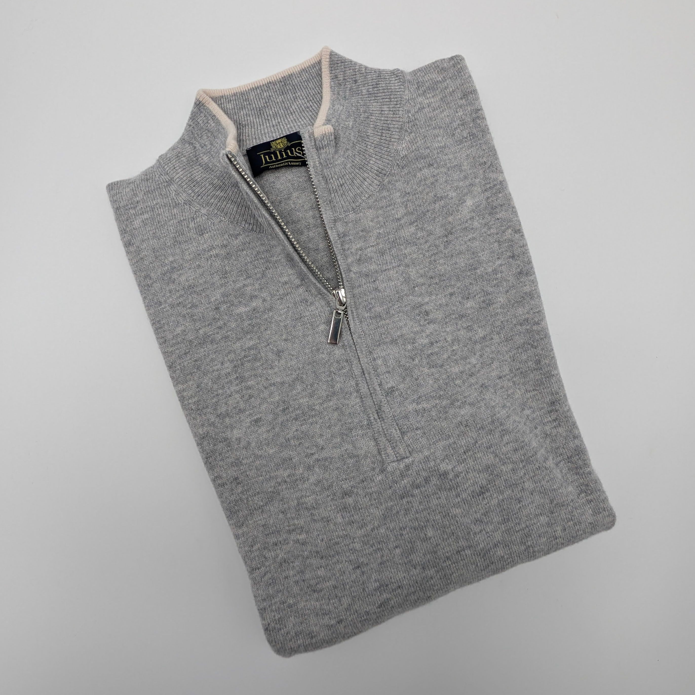 Half Zip Sweater Wool/Cashmere Light Grey