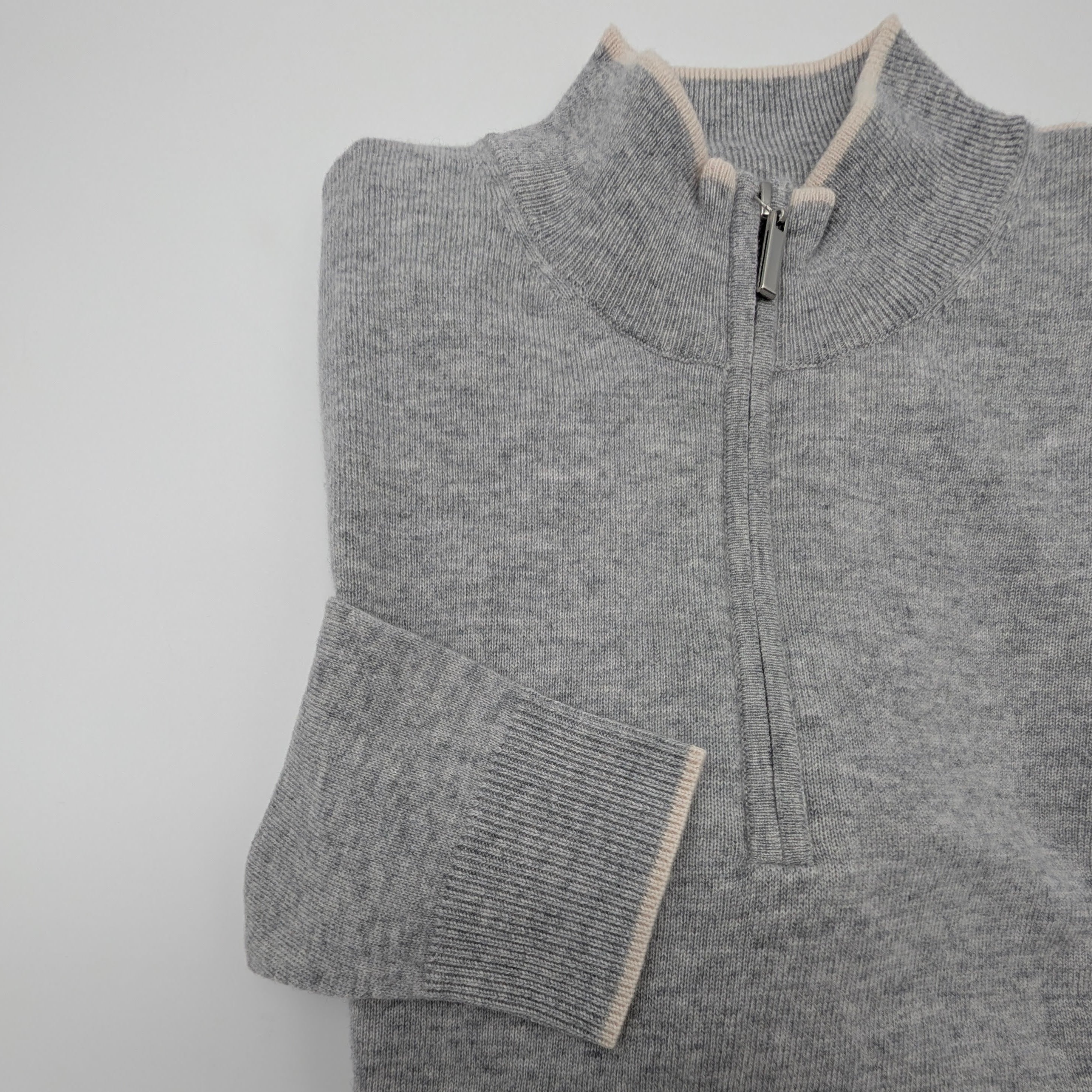 Half Zip Sweater Wool/Cashmere Light Grey