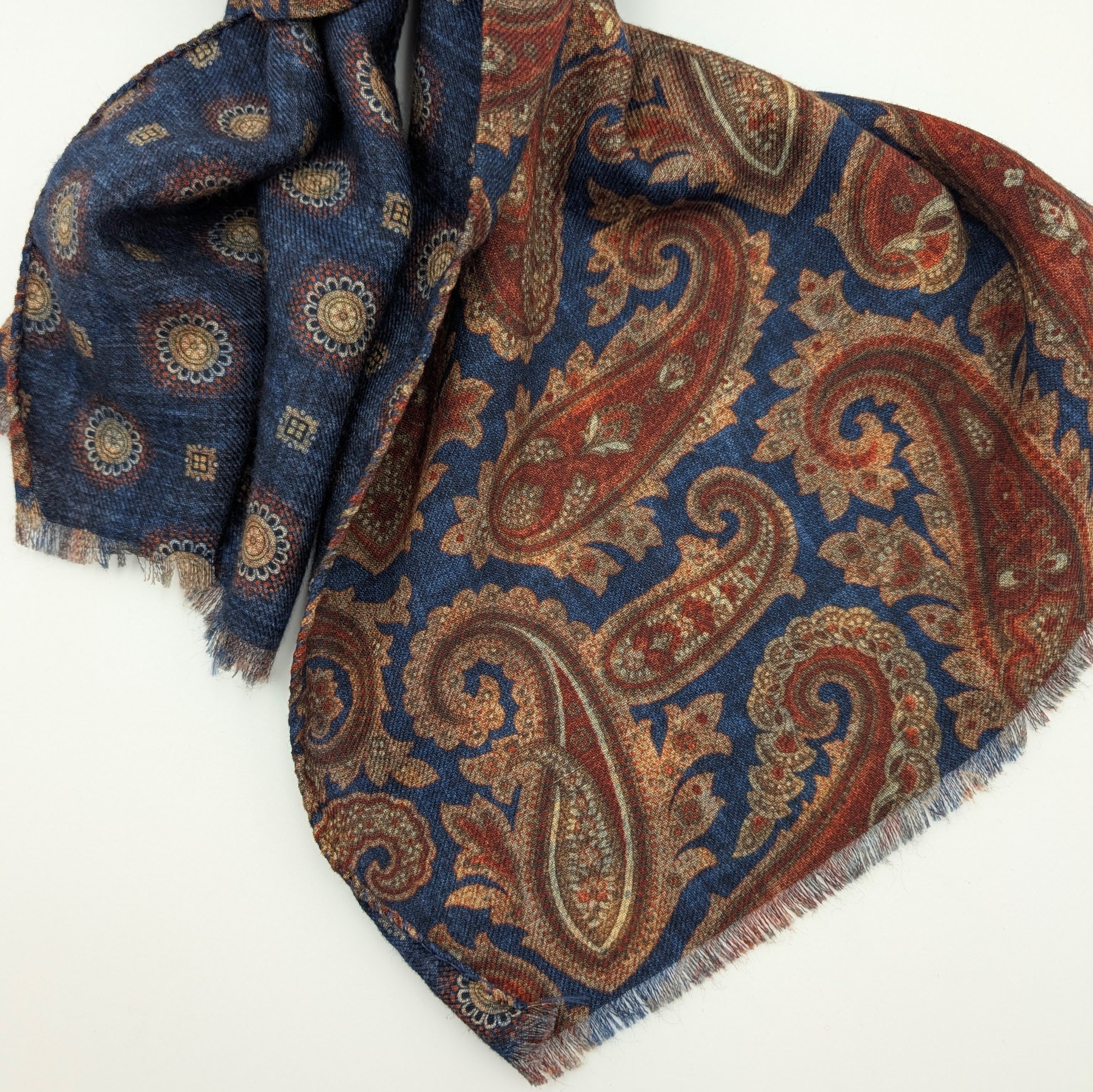Scarf Light Wool Double Face Blue