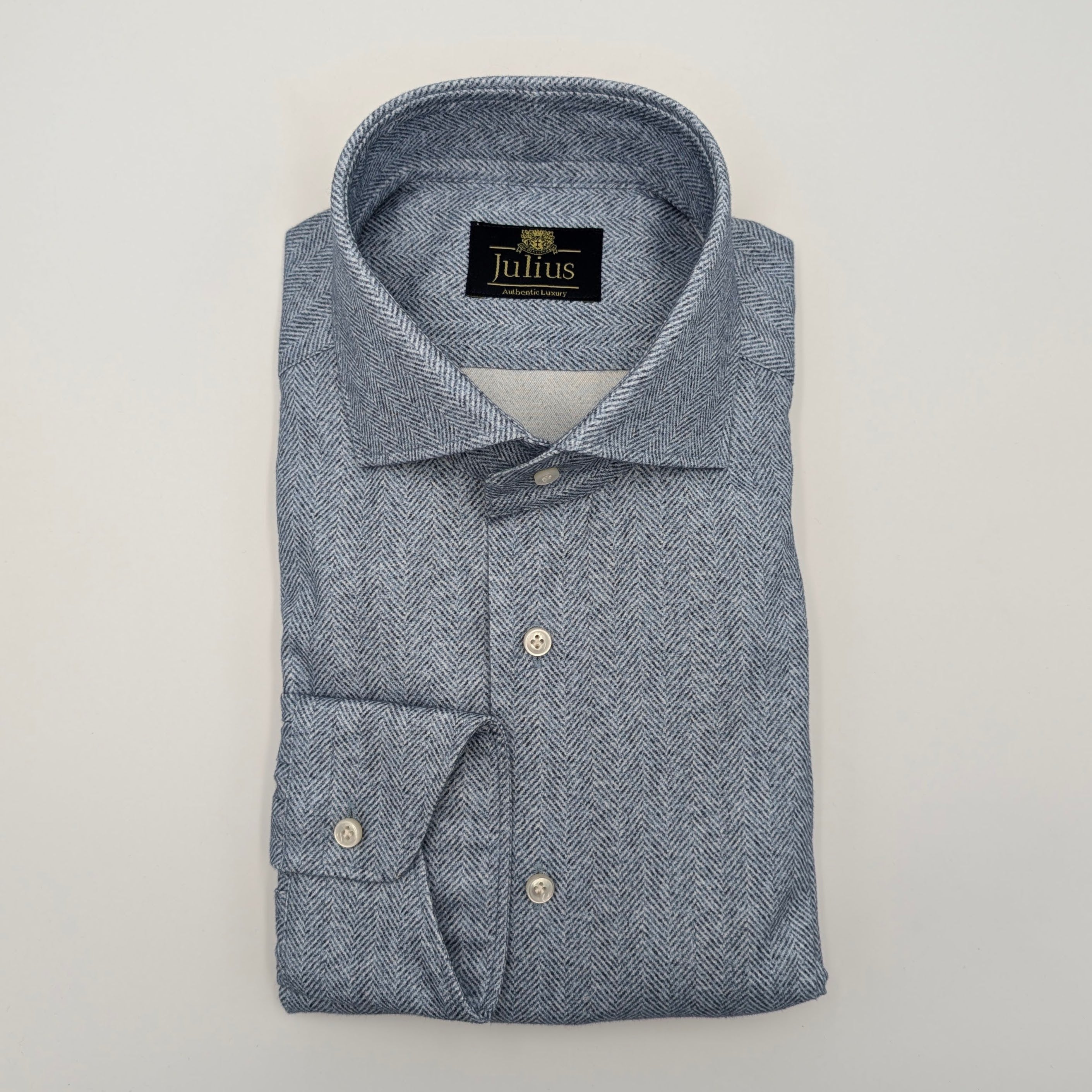 Shirt Soft Flannel Herringbone Dark Blue