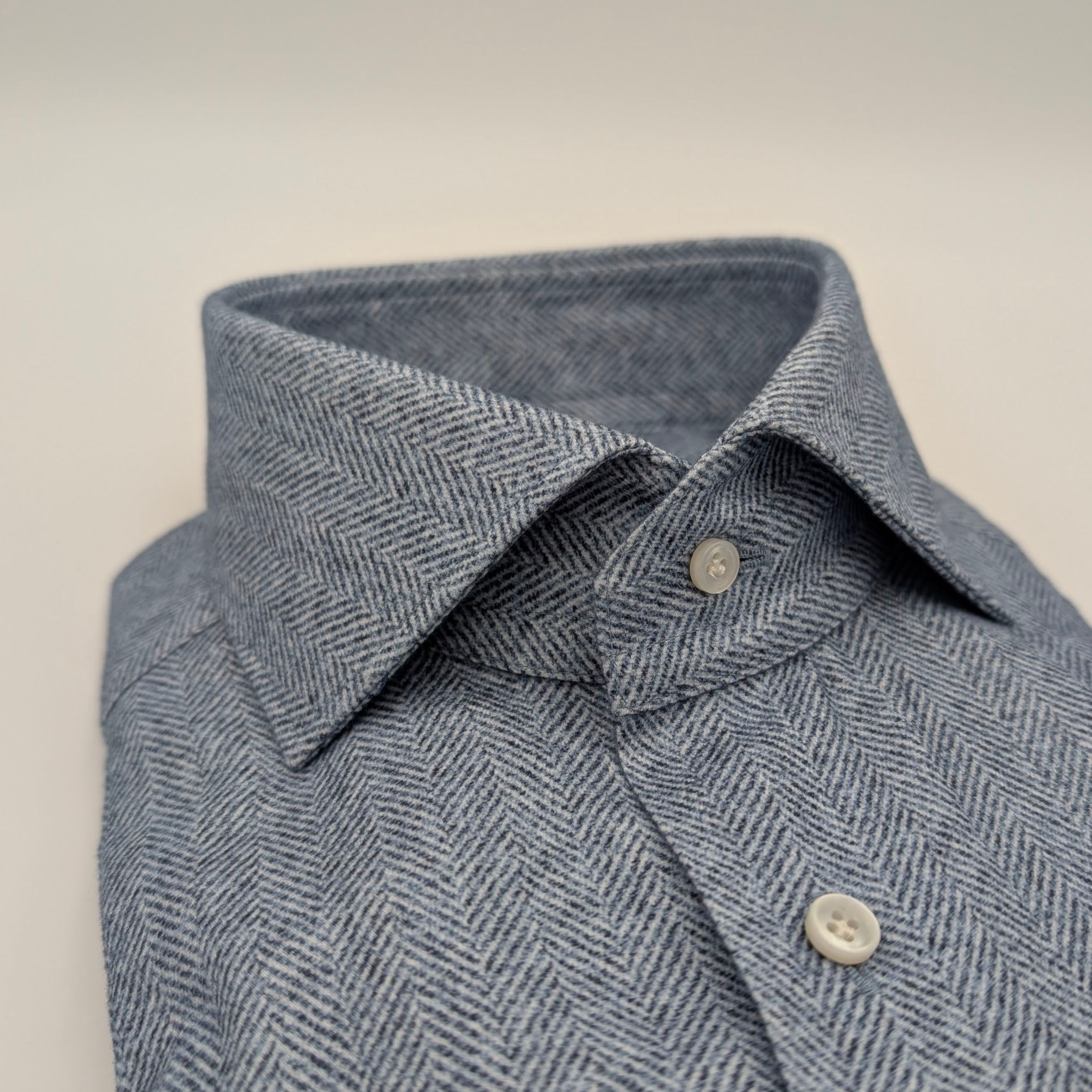 Shirt Soft Flannel Herringbone Dark Blue
