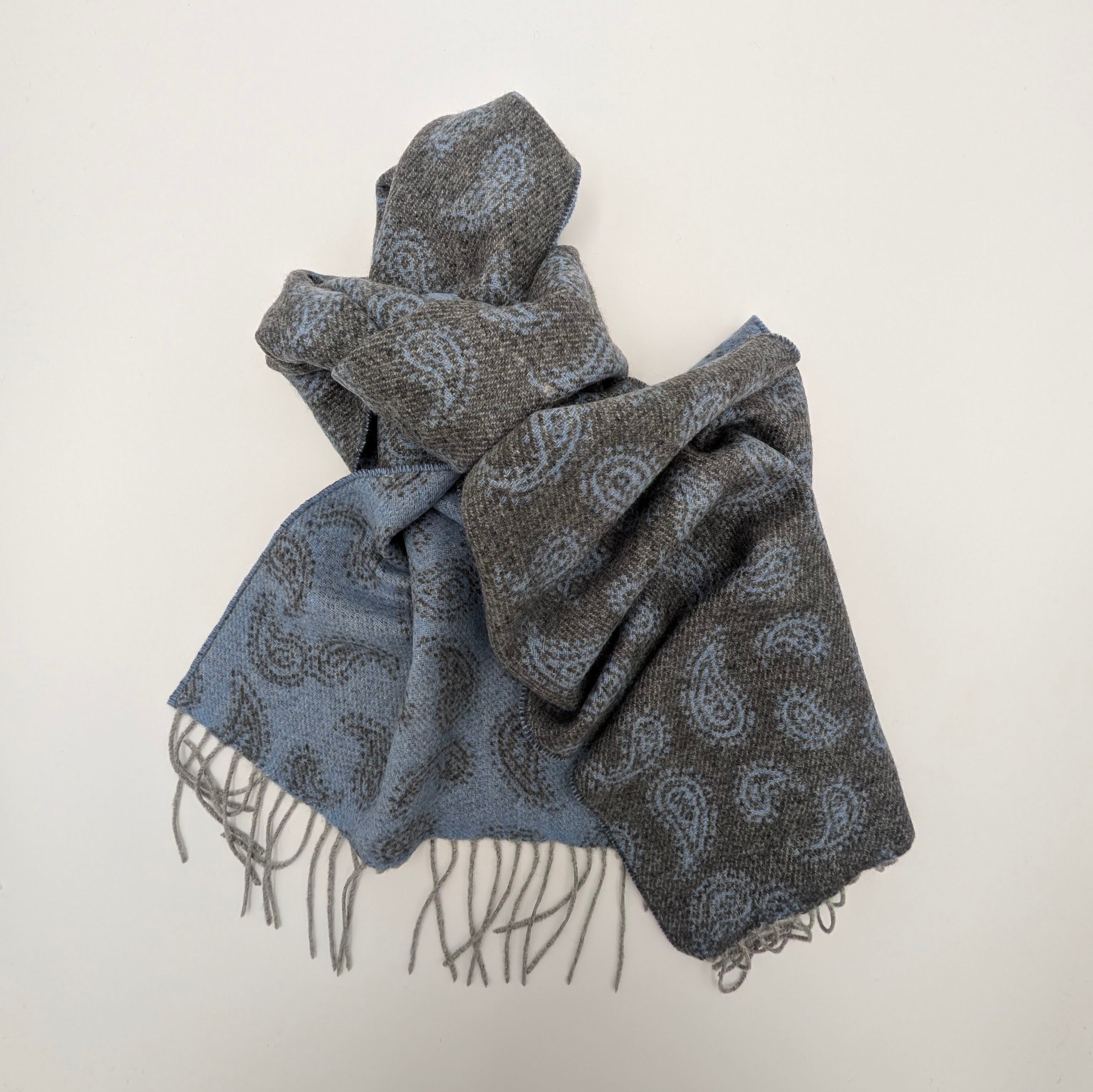Scarf Cashmere Paisley Light Blue