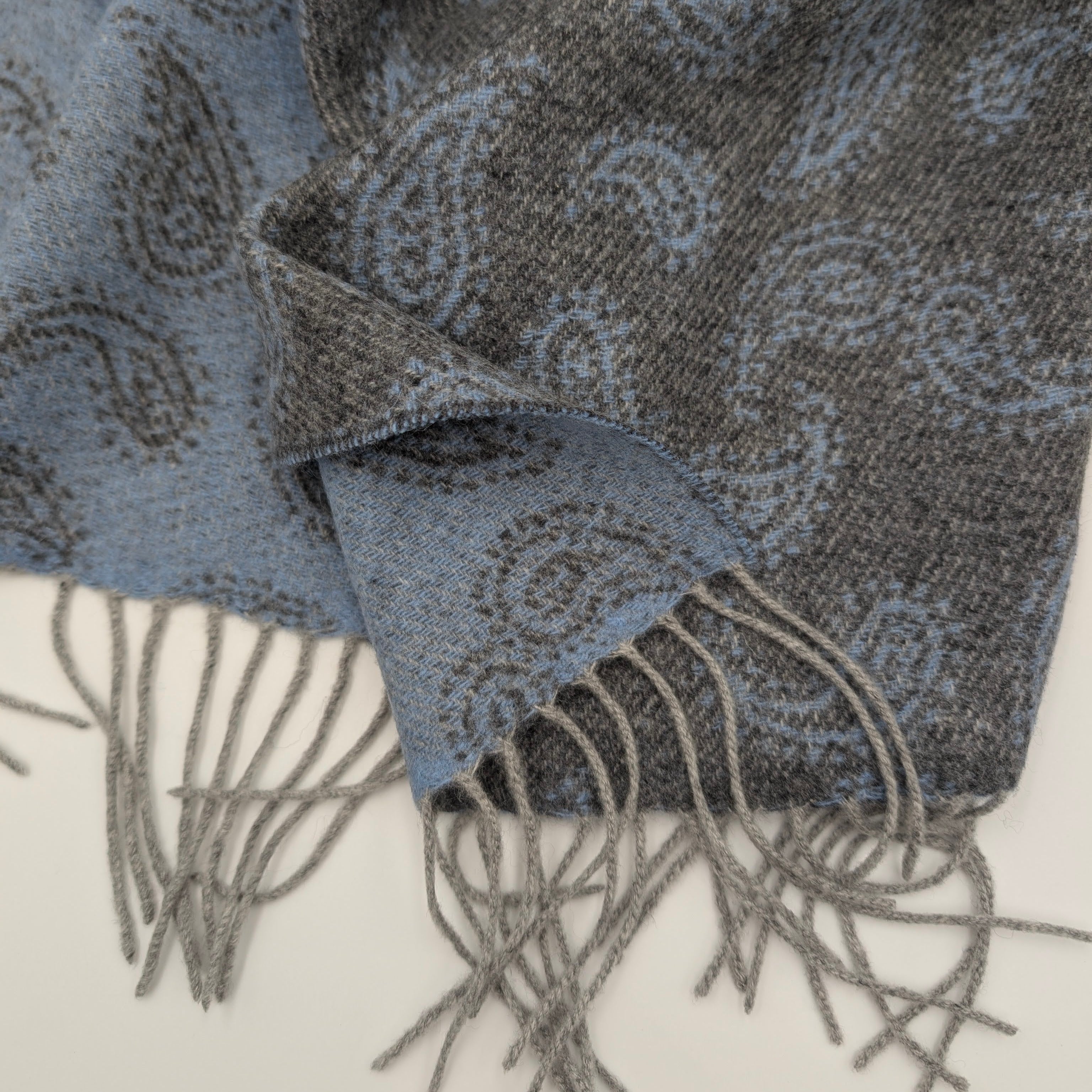 Scarf Cashmere Paisley Light Blue