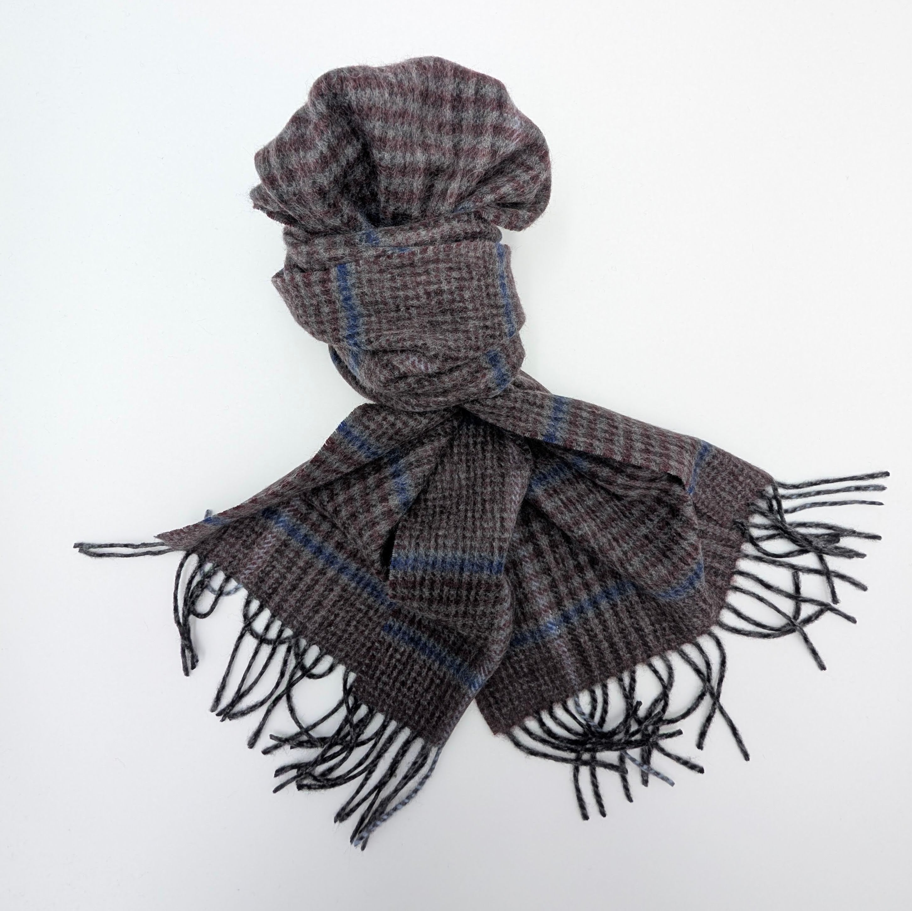 Scarf Cashmere Check Burgundy