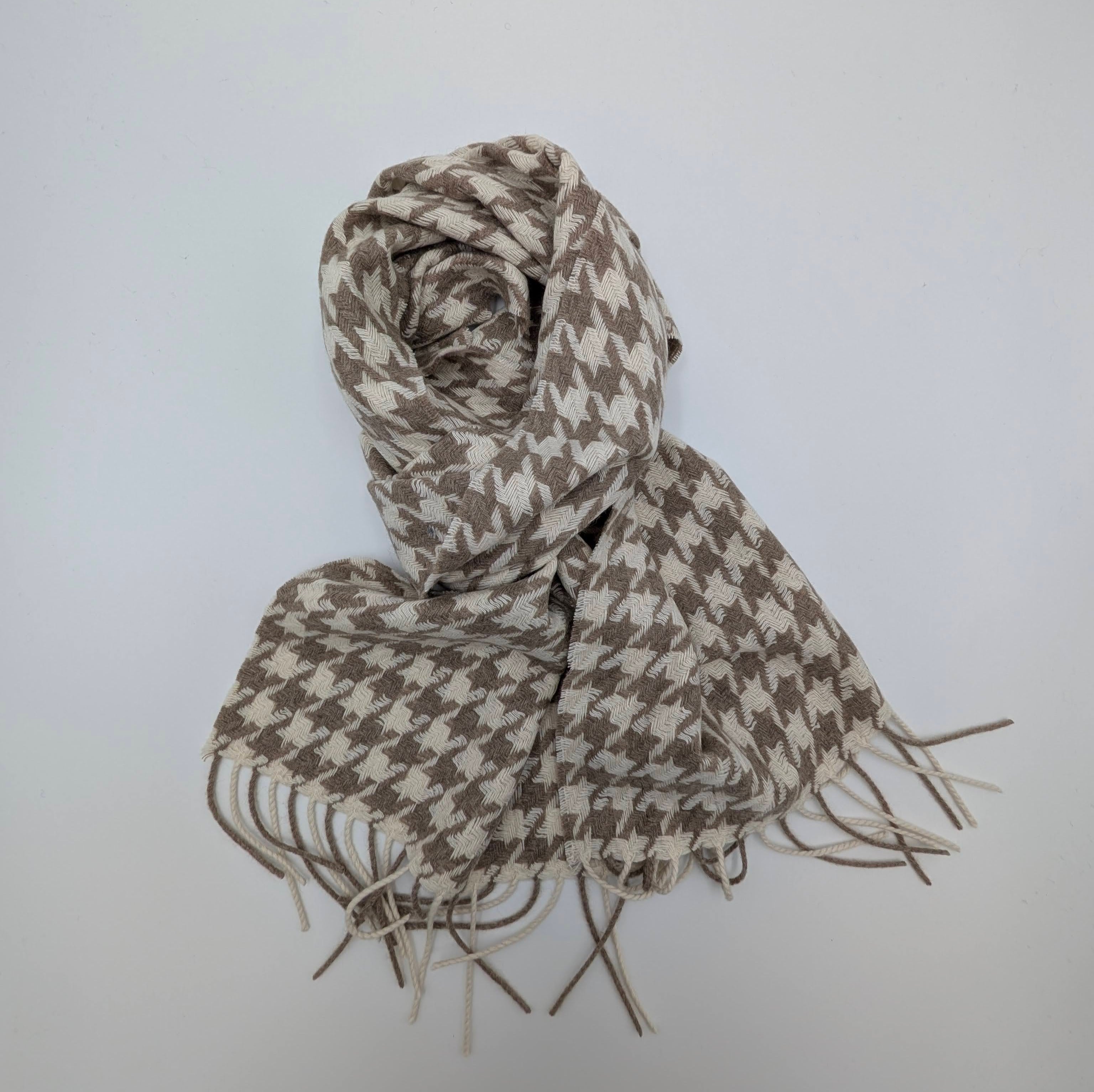 Scarf Cashmere Big Pied de Poule Beige