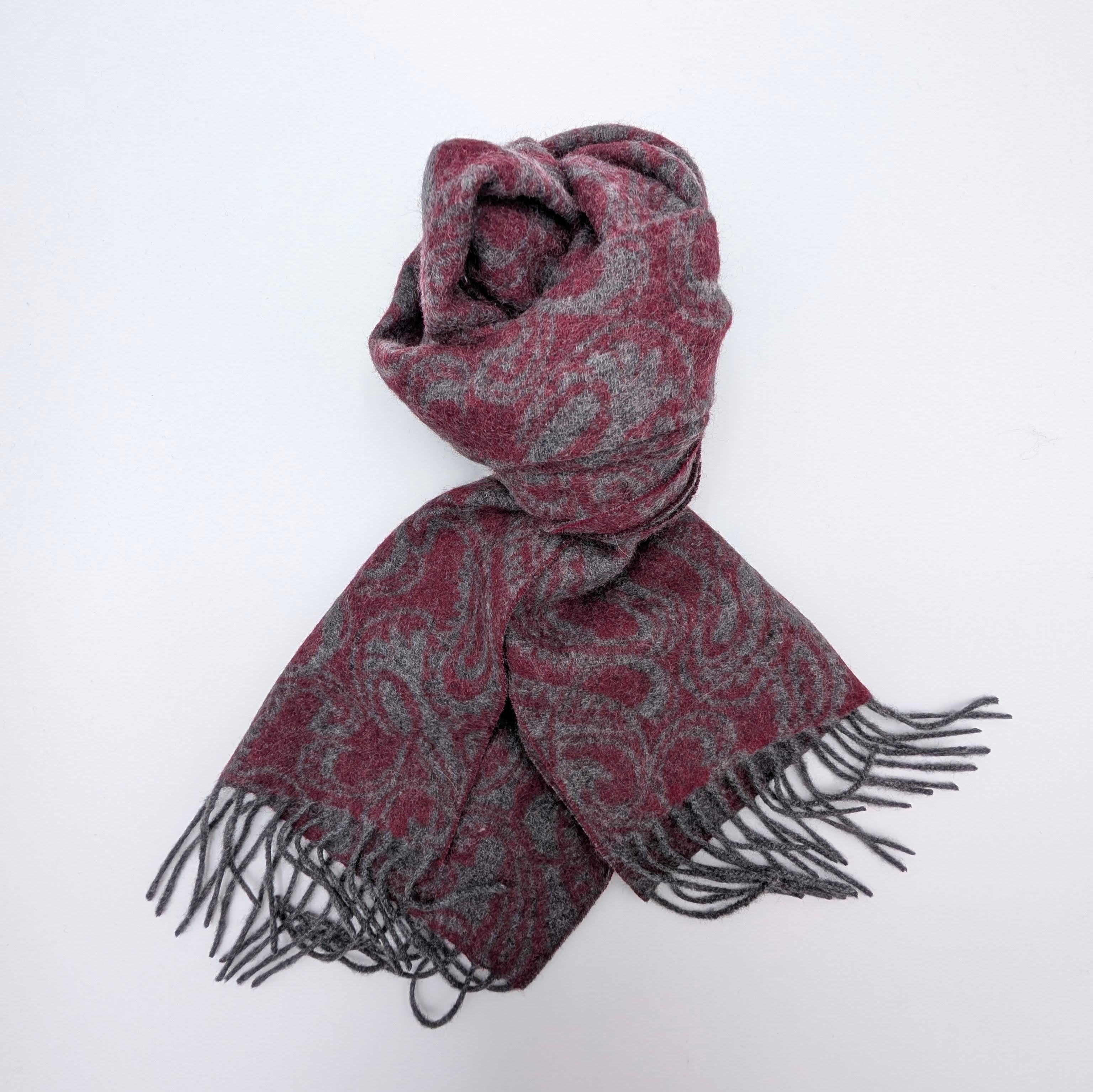 Scarf Cashmere Paisley Burgundy
