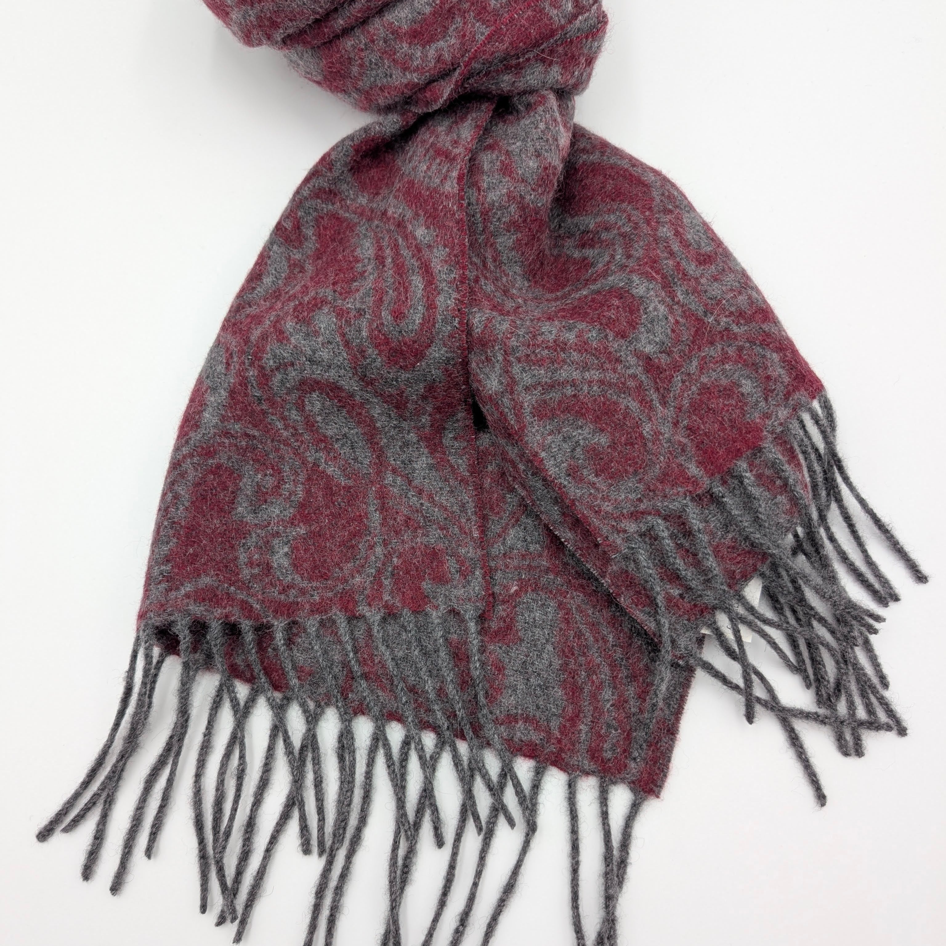 Scarf Cashmere Paisley Burgundy