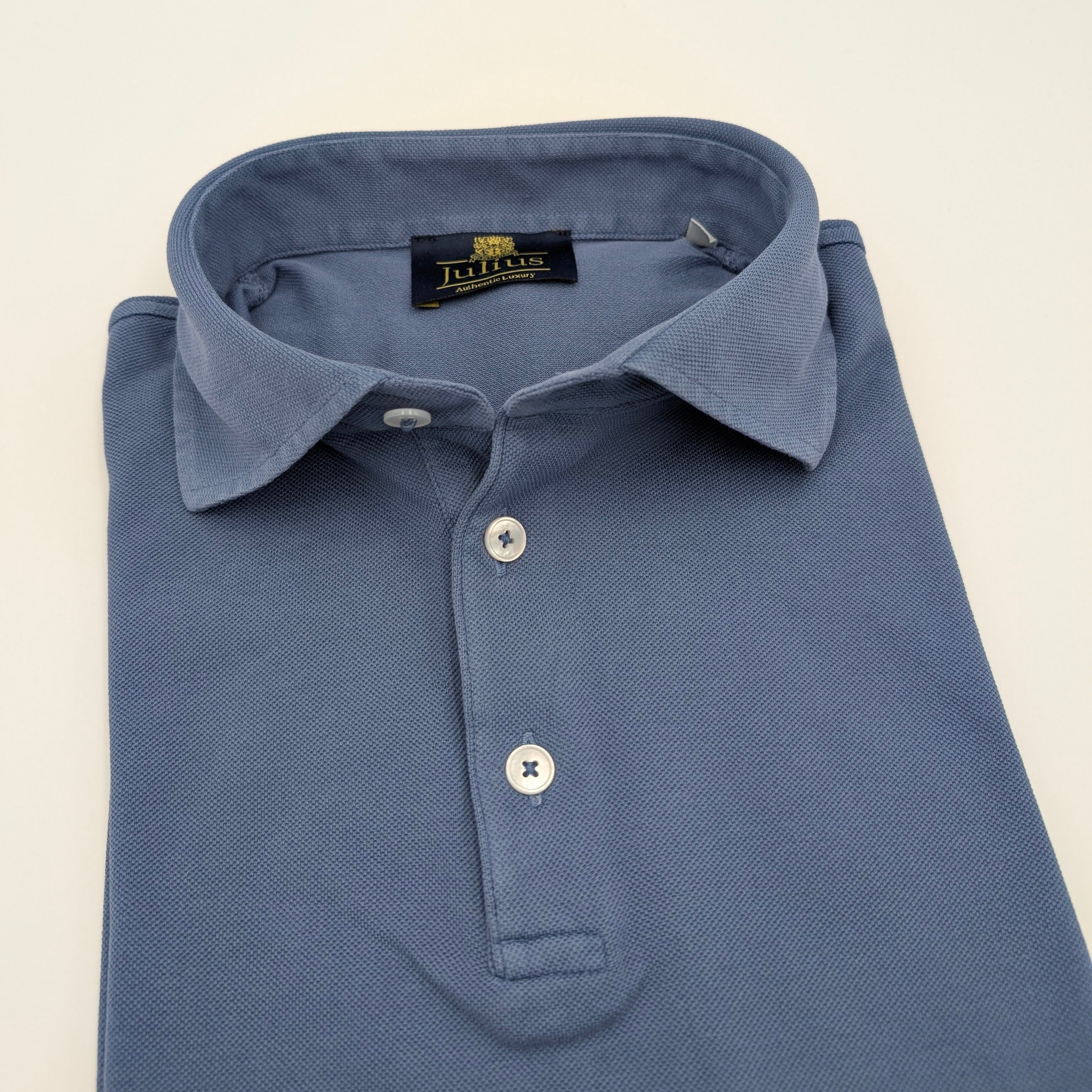 Kurzarm-Polohemd von Julius aus Baumwolle, mittelblau