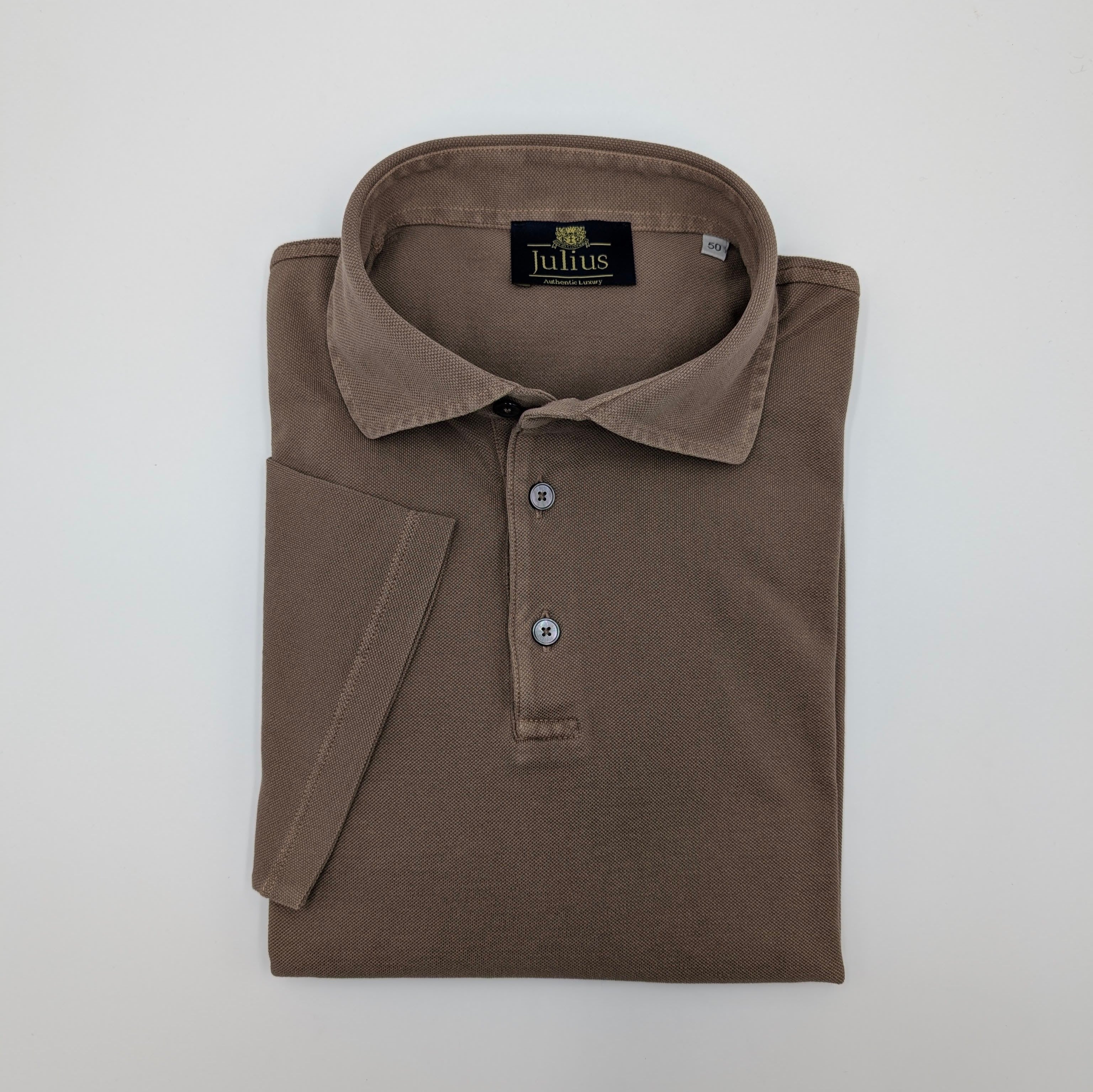 Kurzarm-Polohemd aus Baumwolle von Julius, mittelbraun