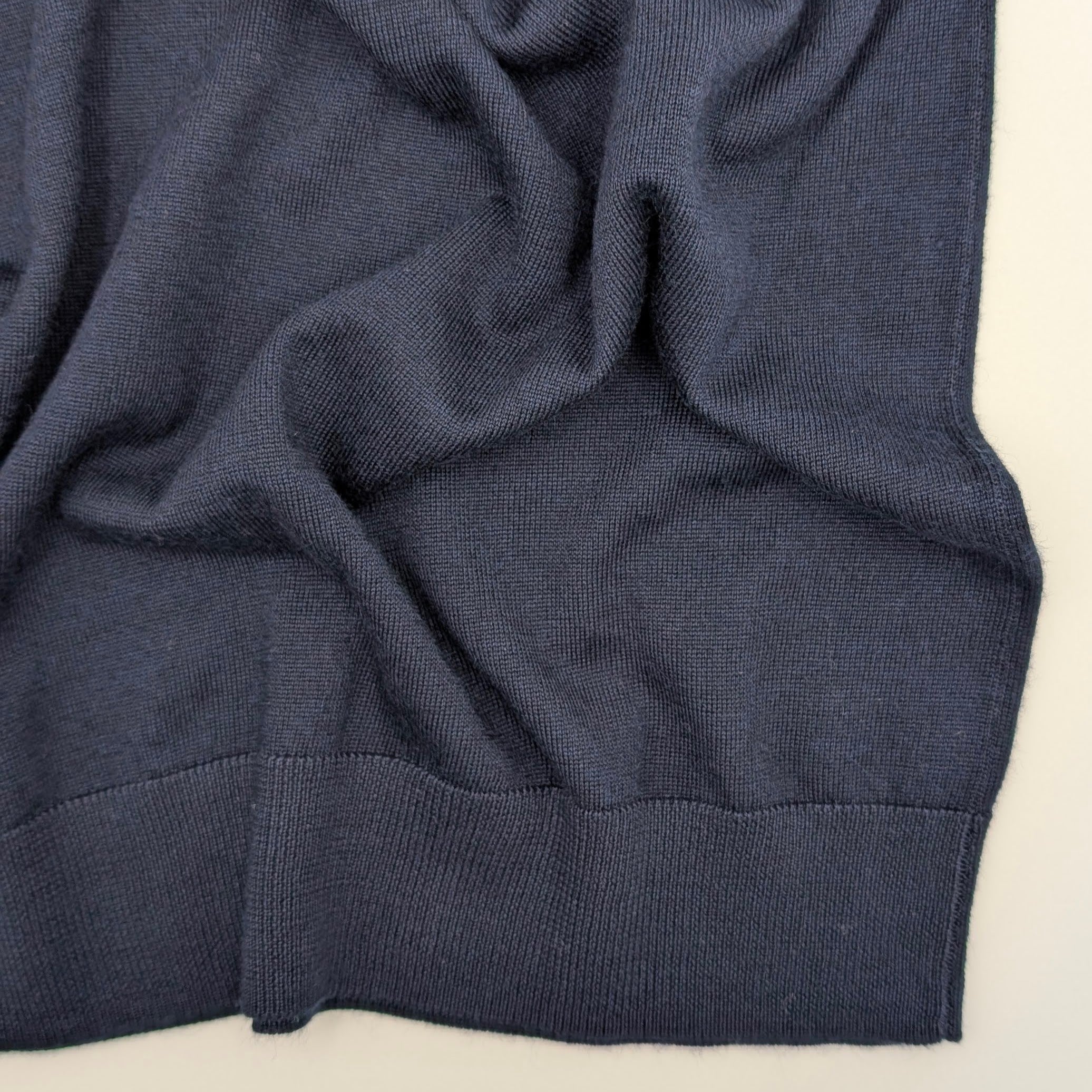 Short sleeve Polo Blind Button Merino/Cashm/Silk Navy