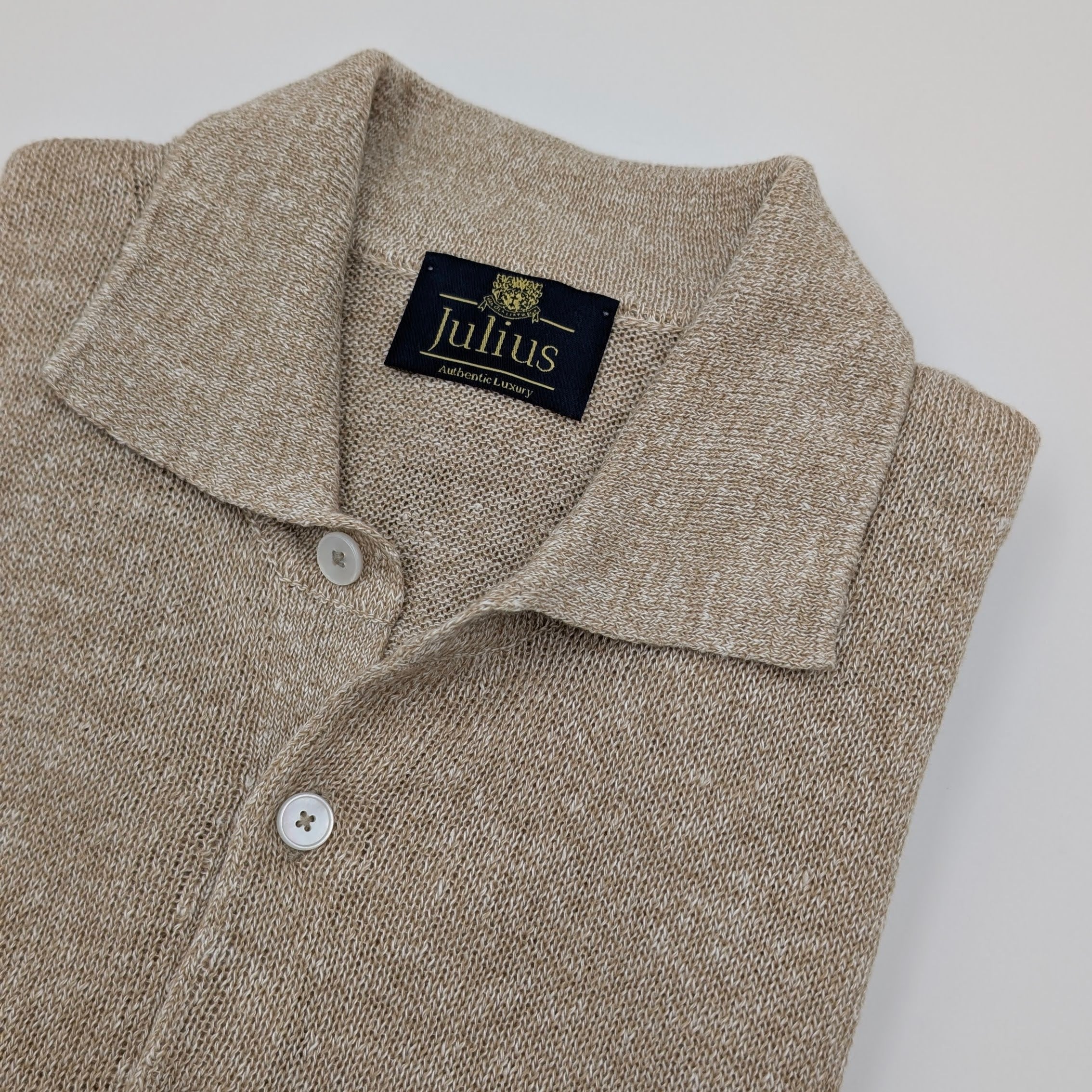 Polo Kurzarm Exclusive Leinen/Baumwolle Sand