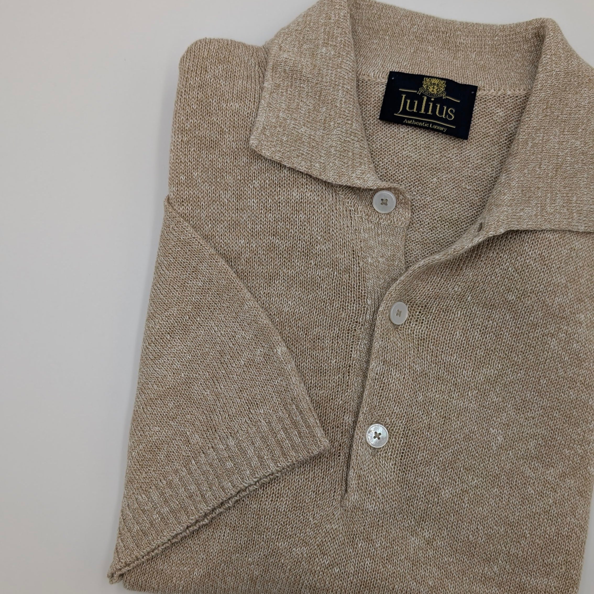 Polo Kurzarm Exclusive Leinen/Baumwolle Sand