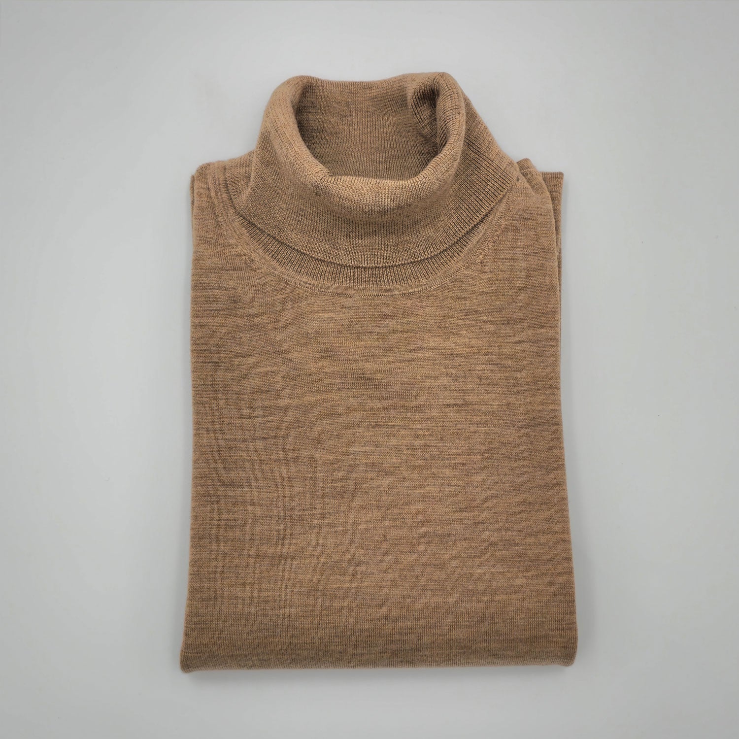 Roll Collar Merino Camel