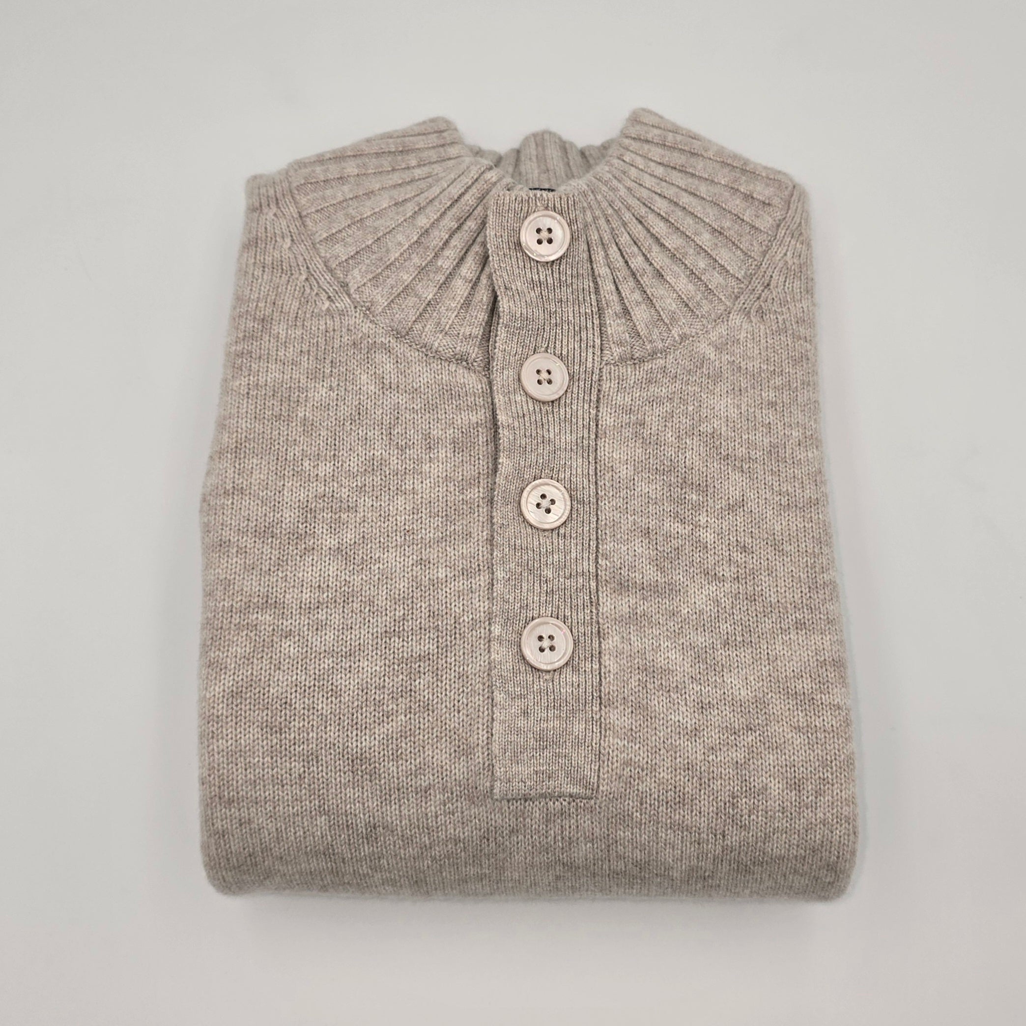 Sweater Button-Up Collar Merino/Cashmere Sand