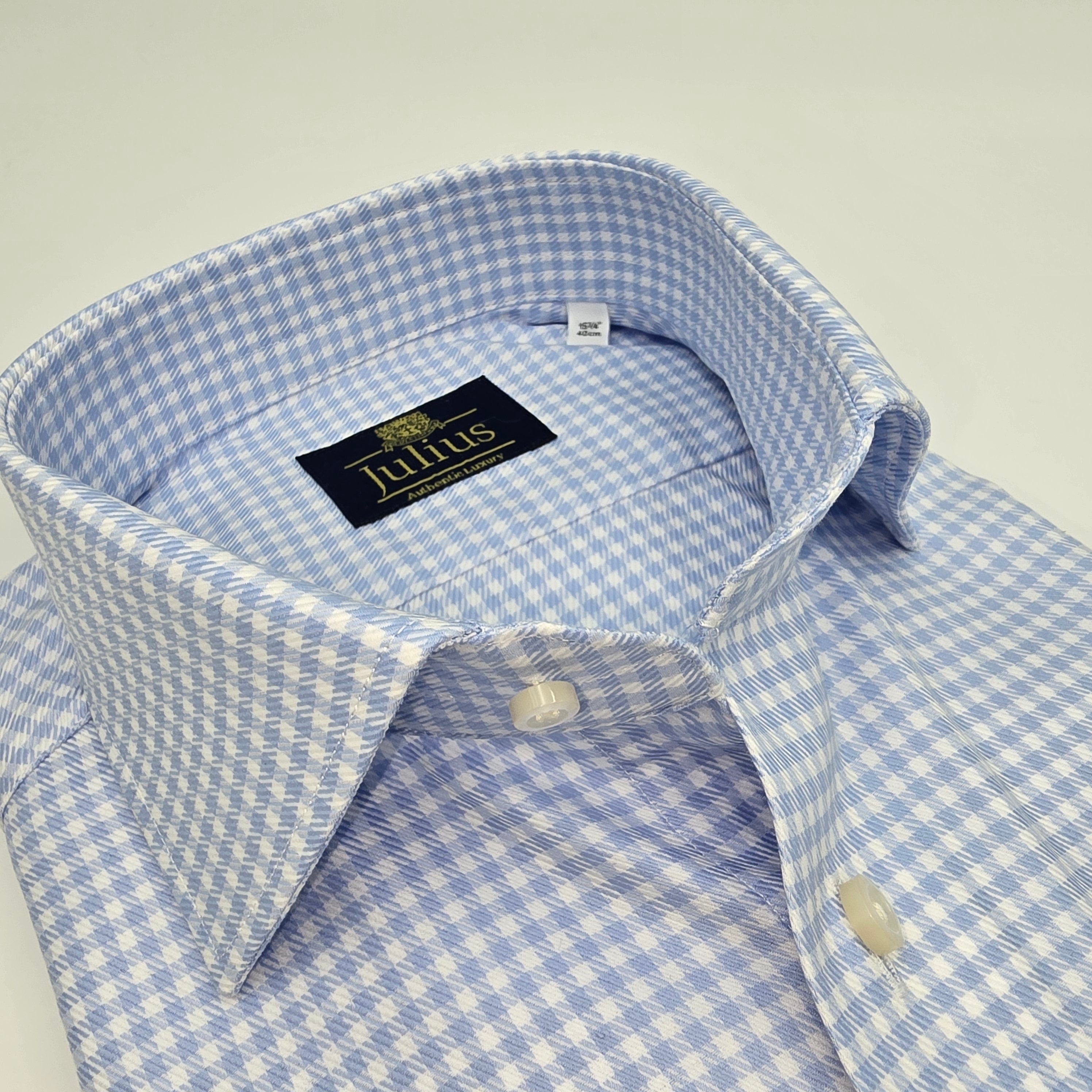Cutaway Shirt Comfort Small Check Light Blue
