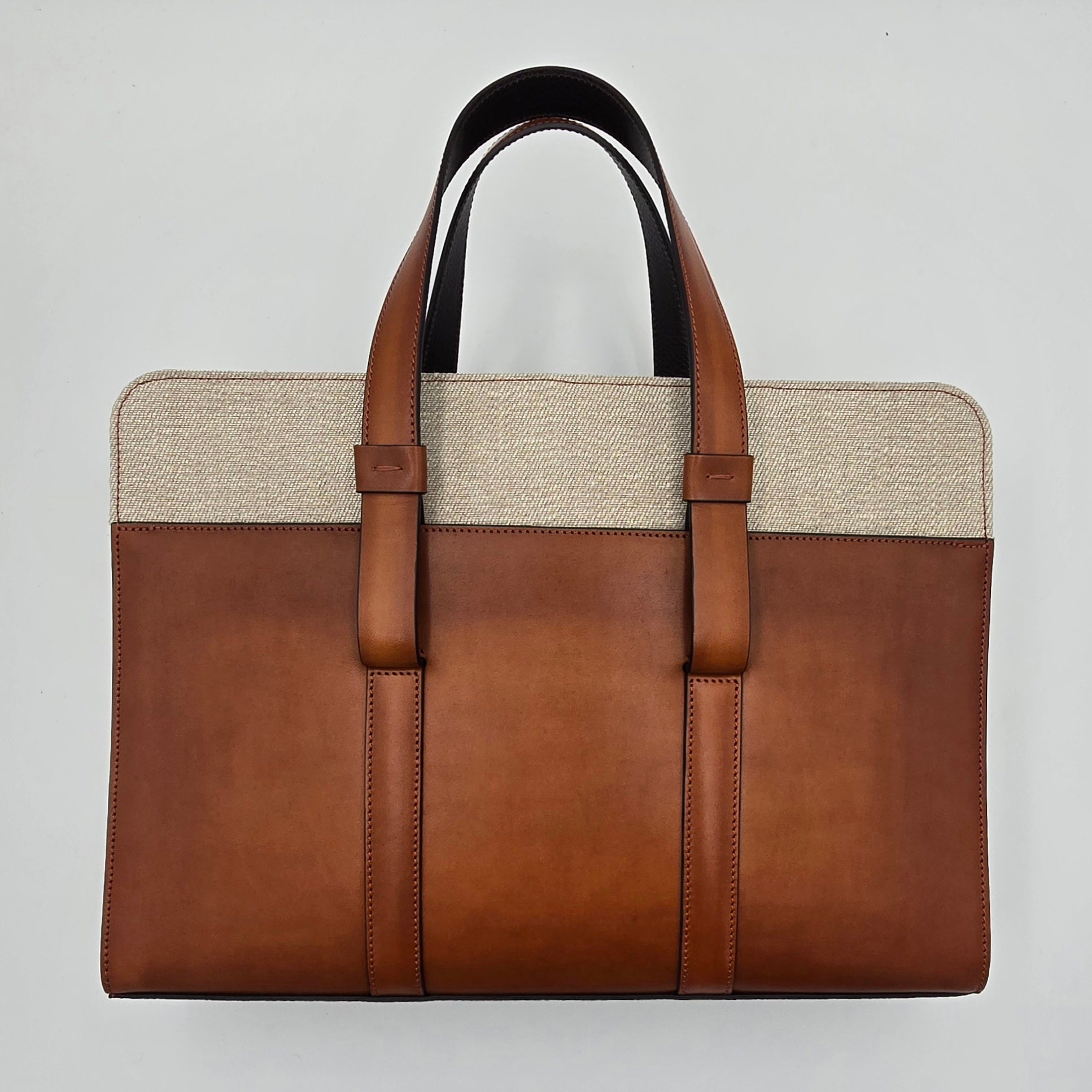 Business Bag Canvas & Handpolished Calf Cognac