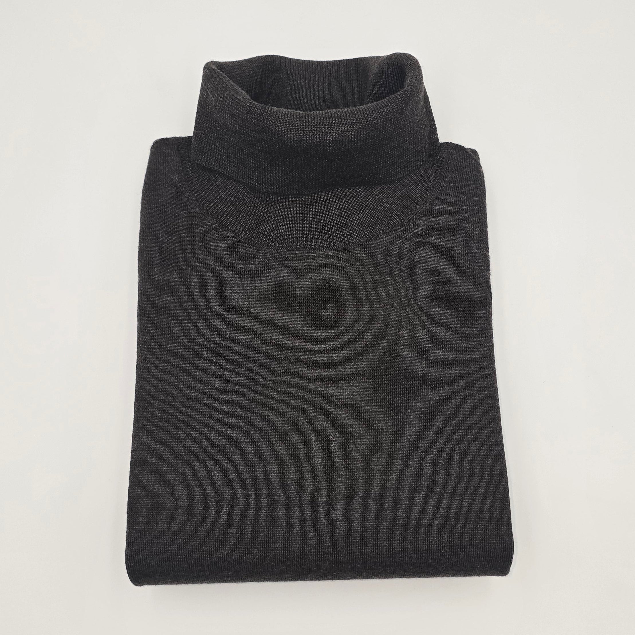 Rollkragen Merino Dunkelbraun