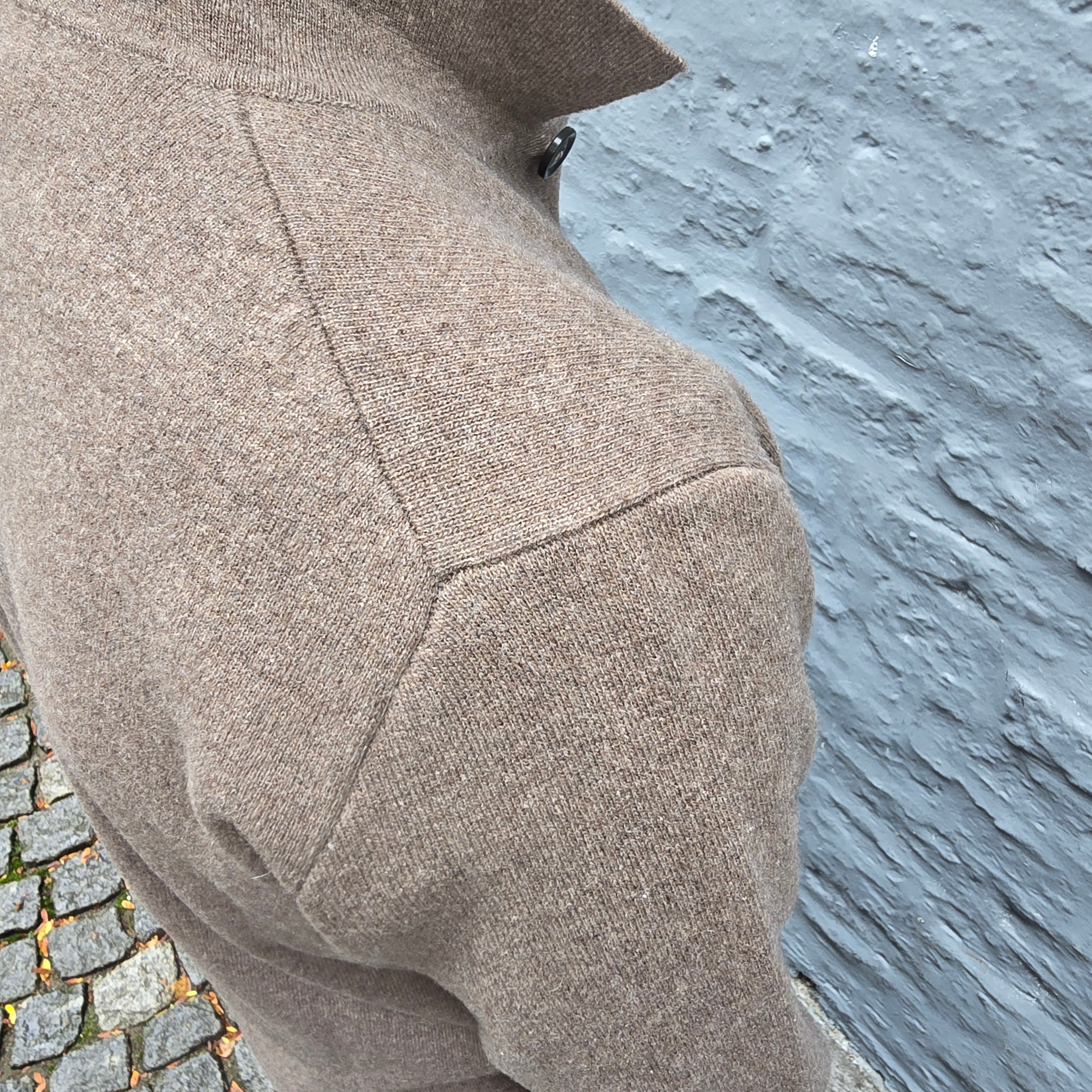 Polo Cardigan Knitted Wool Mid Brown