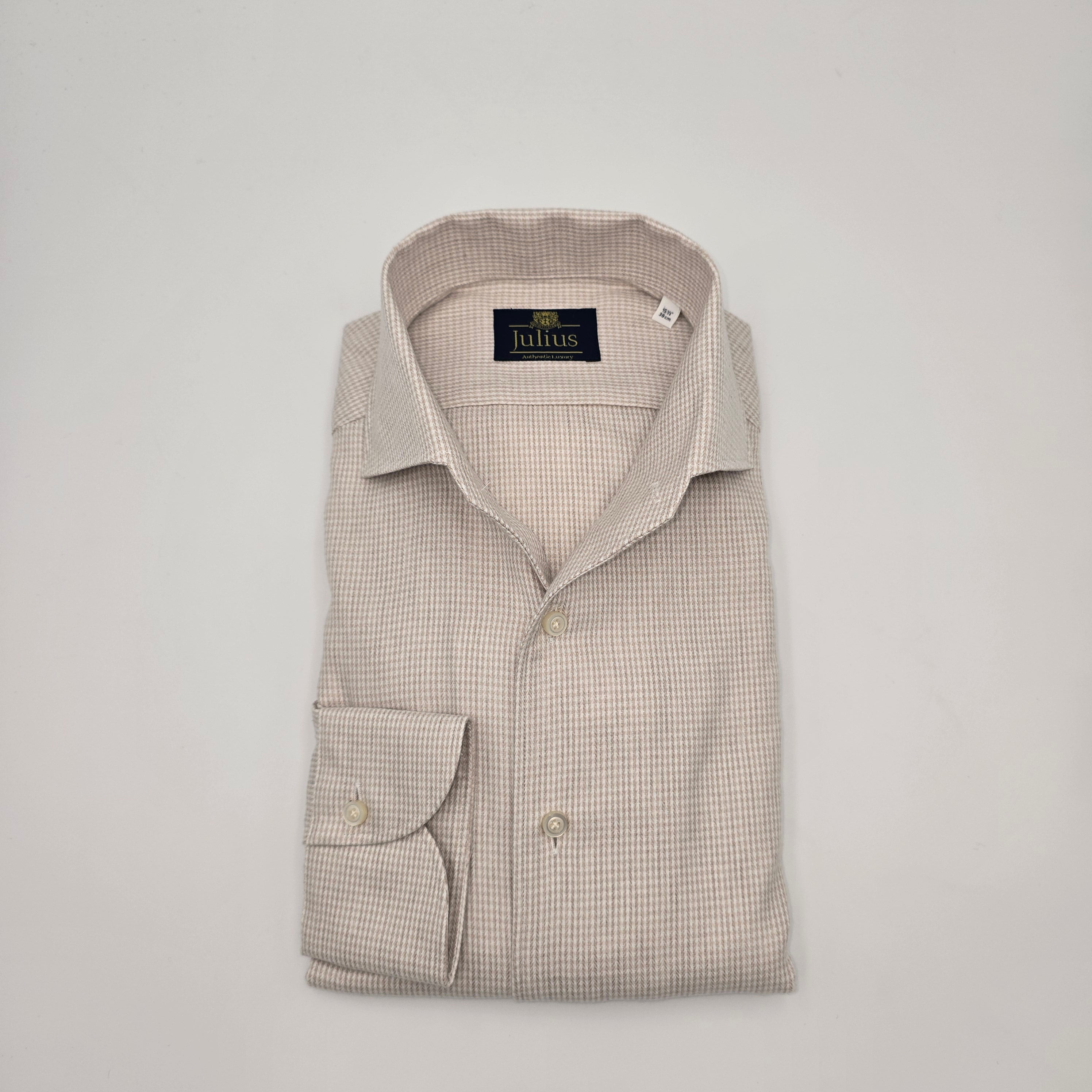 Hemd aus weichem Flanell, Pied de Poule, Beige