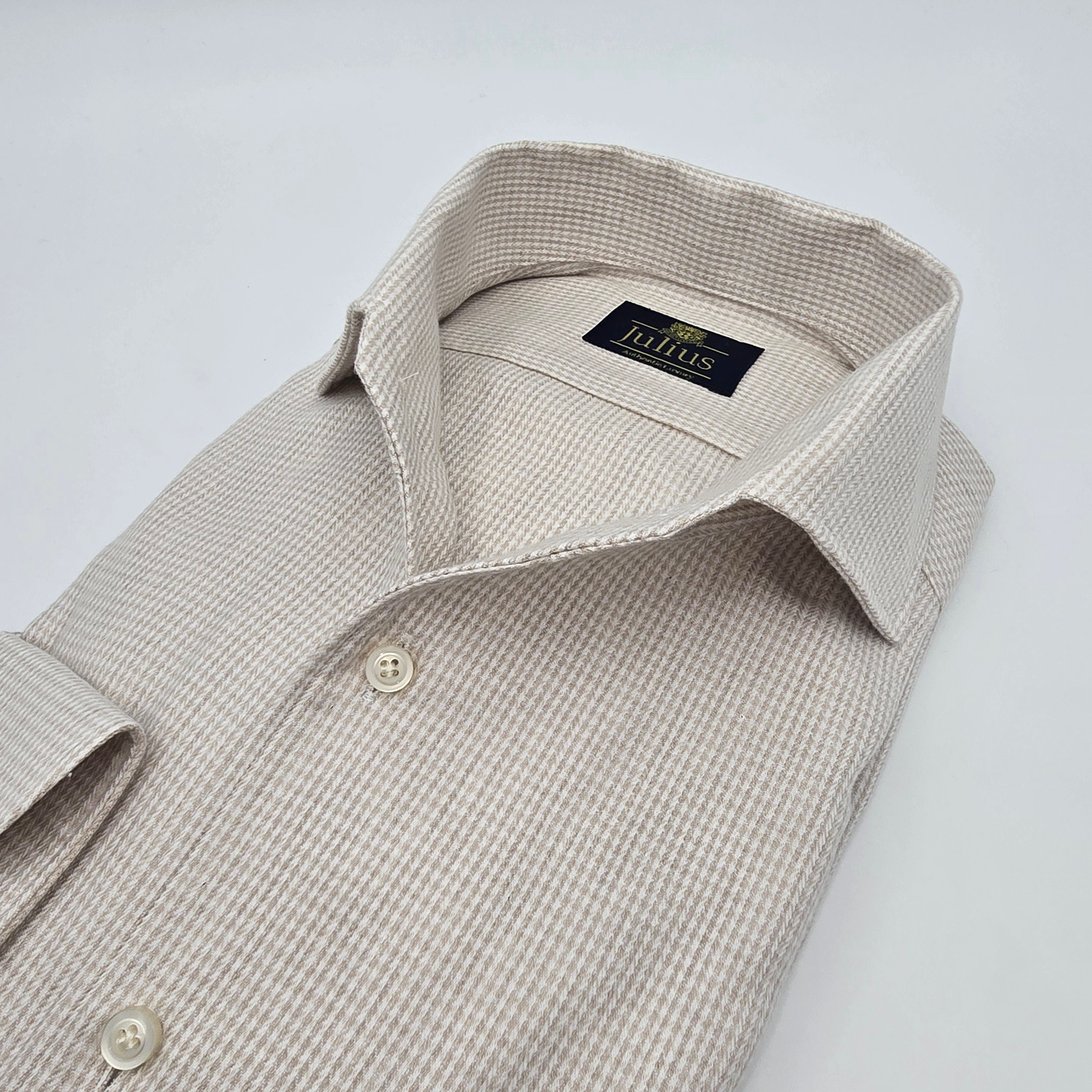 Hemd aus weichem Flanell, Pied de Poule, Beige