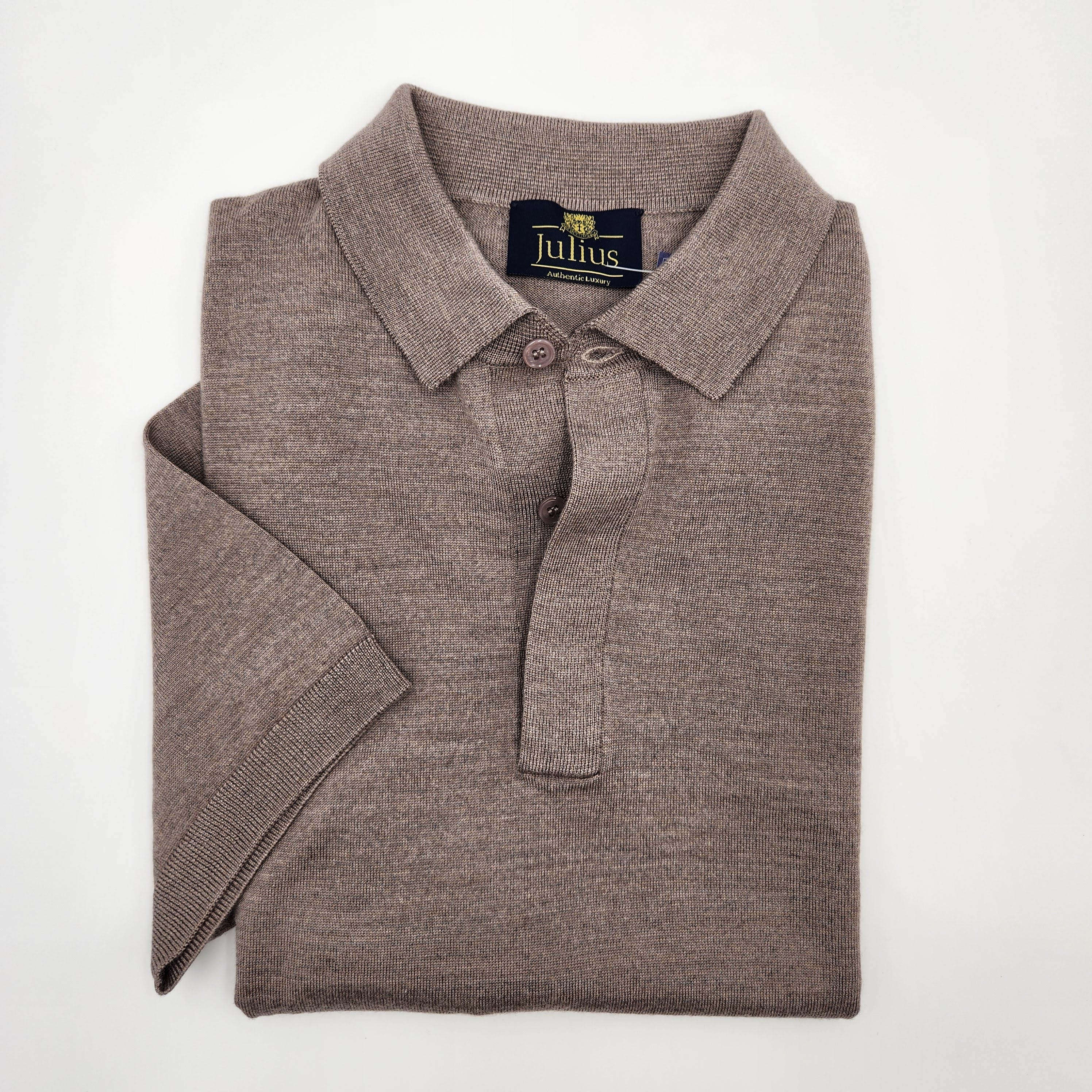 Shortsleeve Polo Blind Button Merino/Cashm/Silk Clay