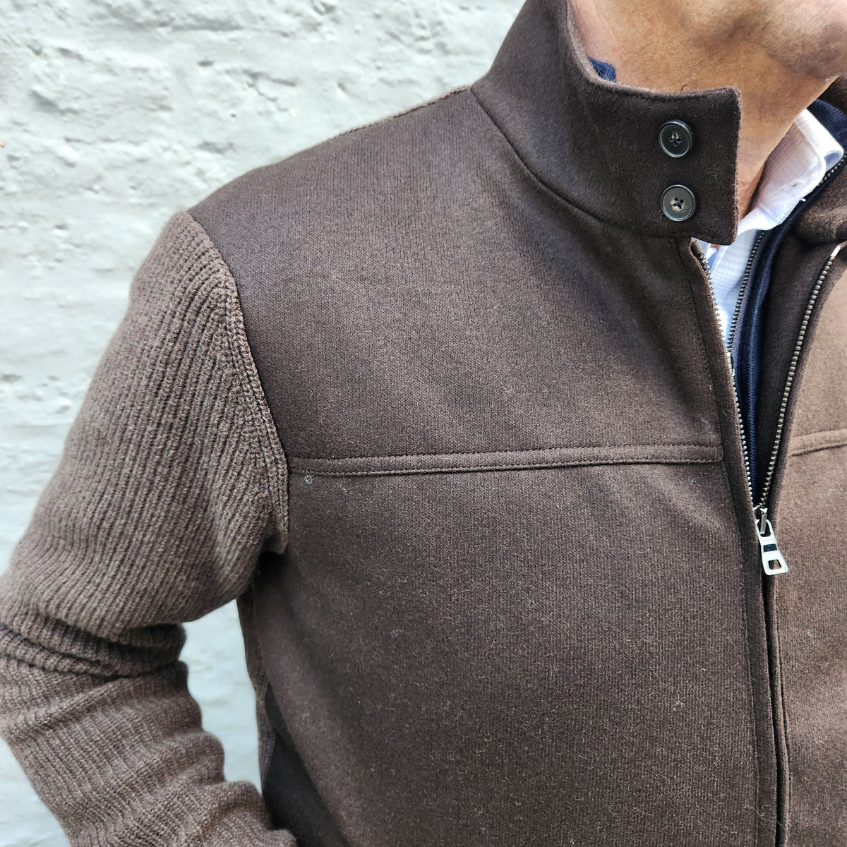 Baseball Jacket Wool/Knit Dark Brown