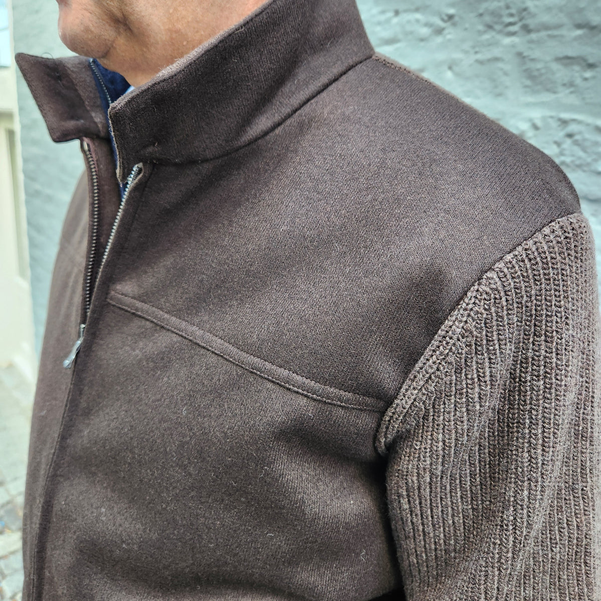 Baseball Jacket Wool/Knit Dark Brown